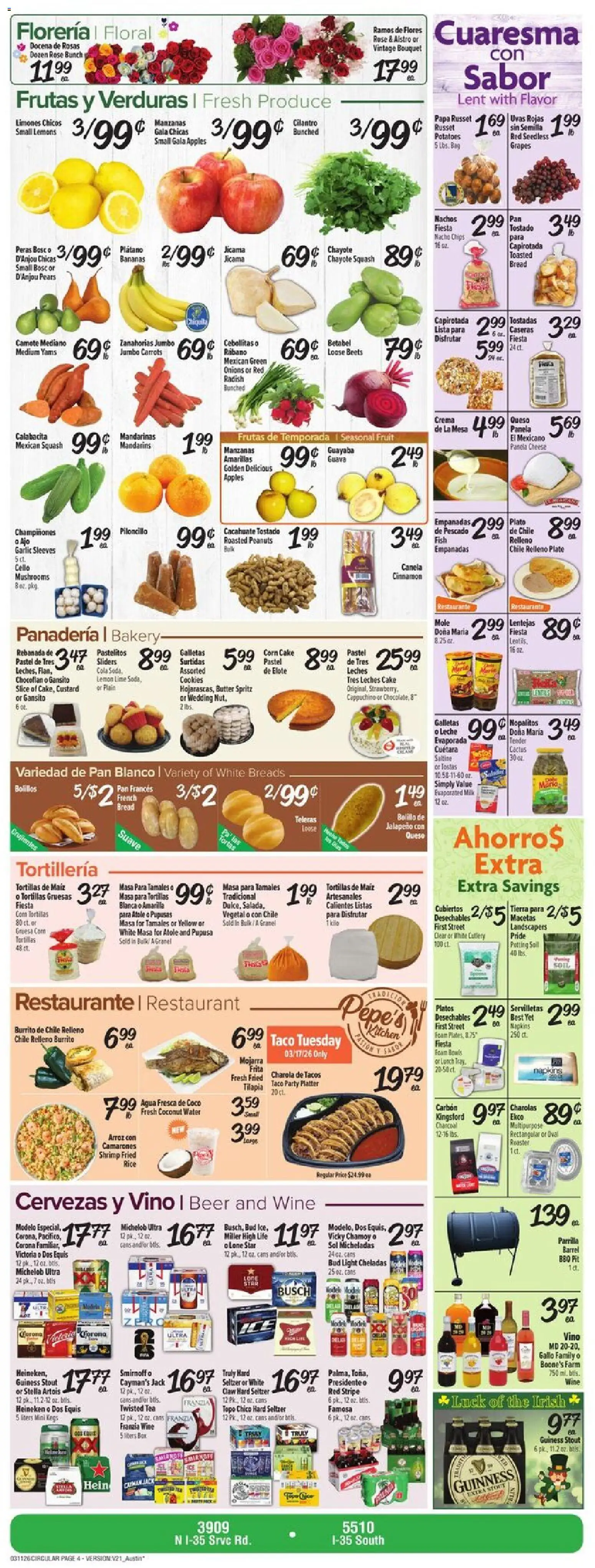Fiesta Mart Weekly Ad - valid from 11.03.2026 | Page: 4 | Products: Mushrooms, Milk, Apples, Cookies