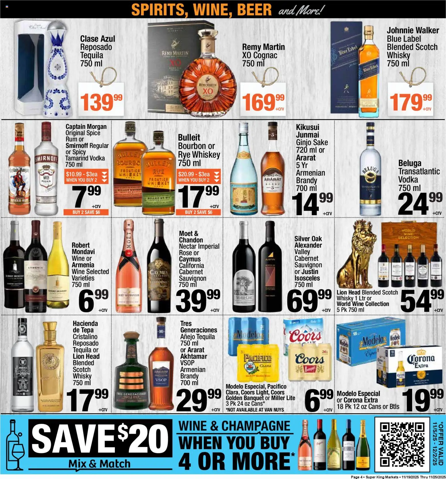 Super King Weekly Ad - valid from 19.11.2025 | Page: 5 | Products: Beer, Bourbon, Vodka, Whiskey