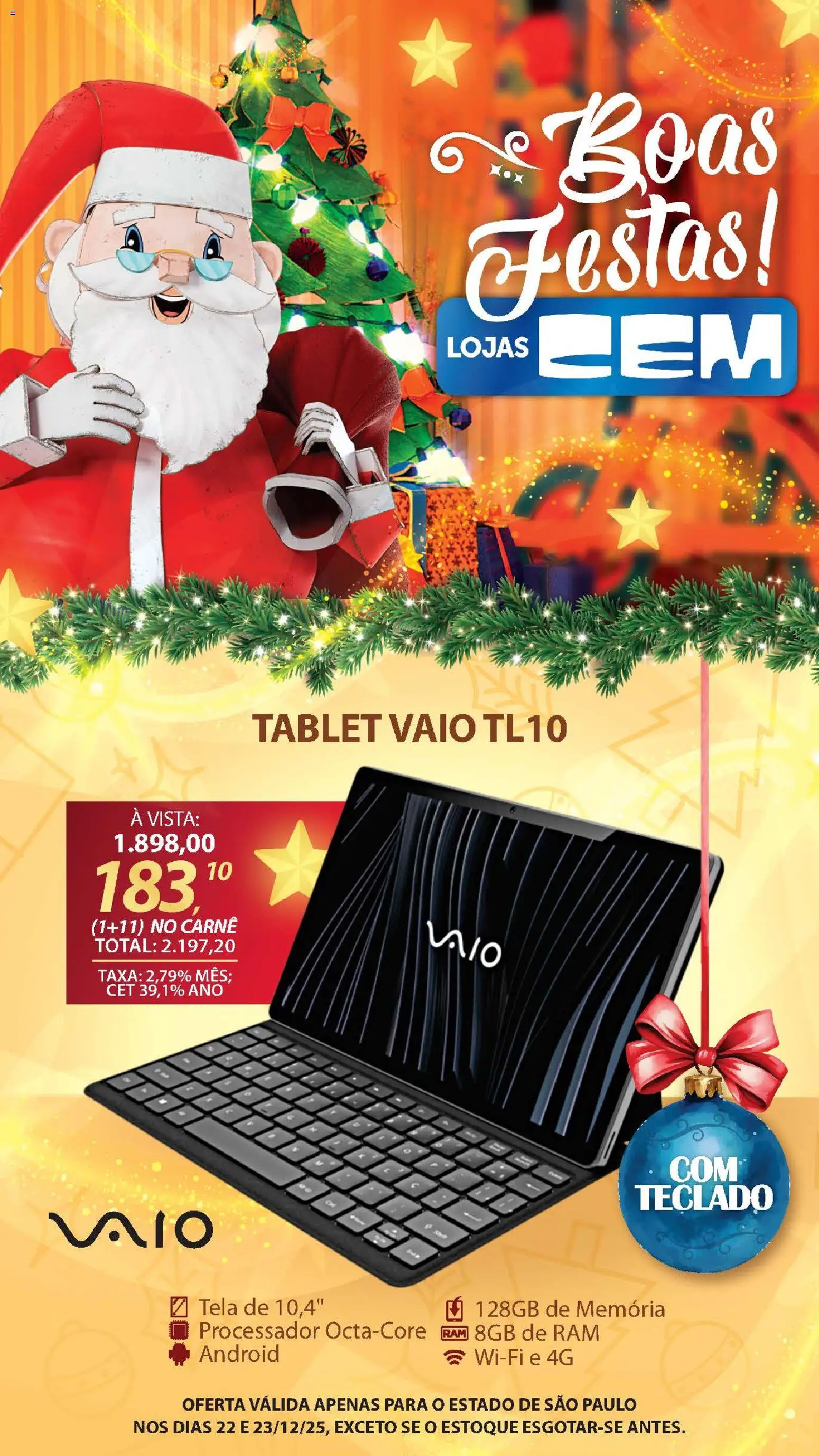 Lojas Cem Folheto - válido de 22.12.2025 | Página: 13 | Produtos: Tablet, Processador, Tela, Teclado