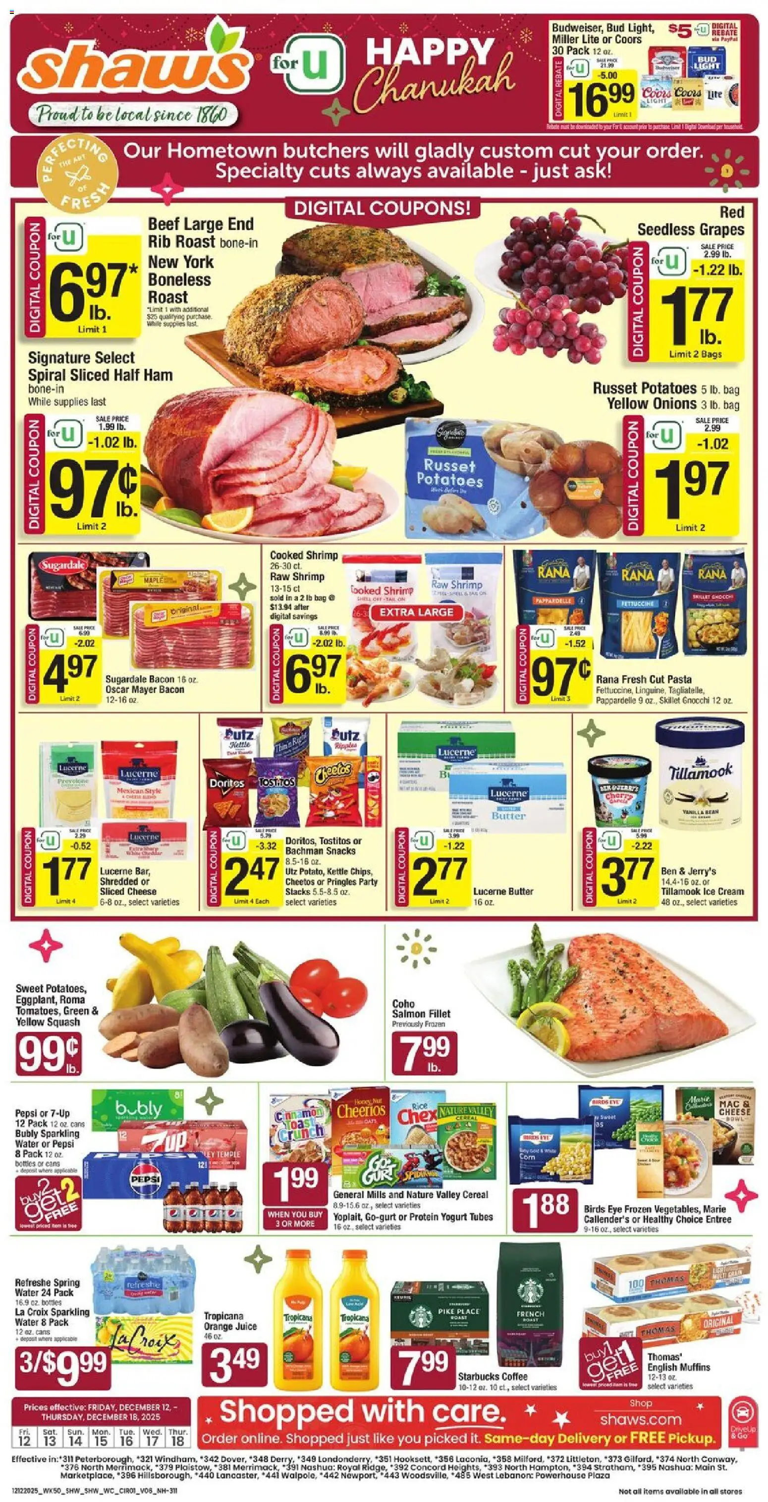 Shaw's Weekly Ad - NH - valid from 12.12.2025 | Page: 1 | Products: Corn, Butter, Potatoes, Kettle