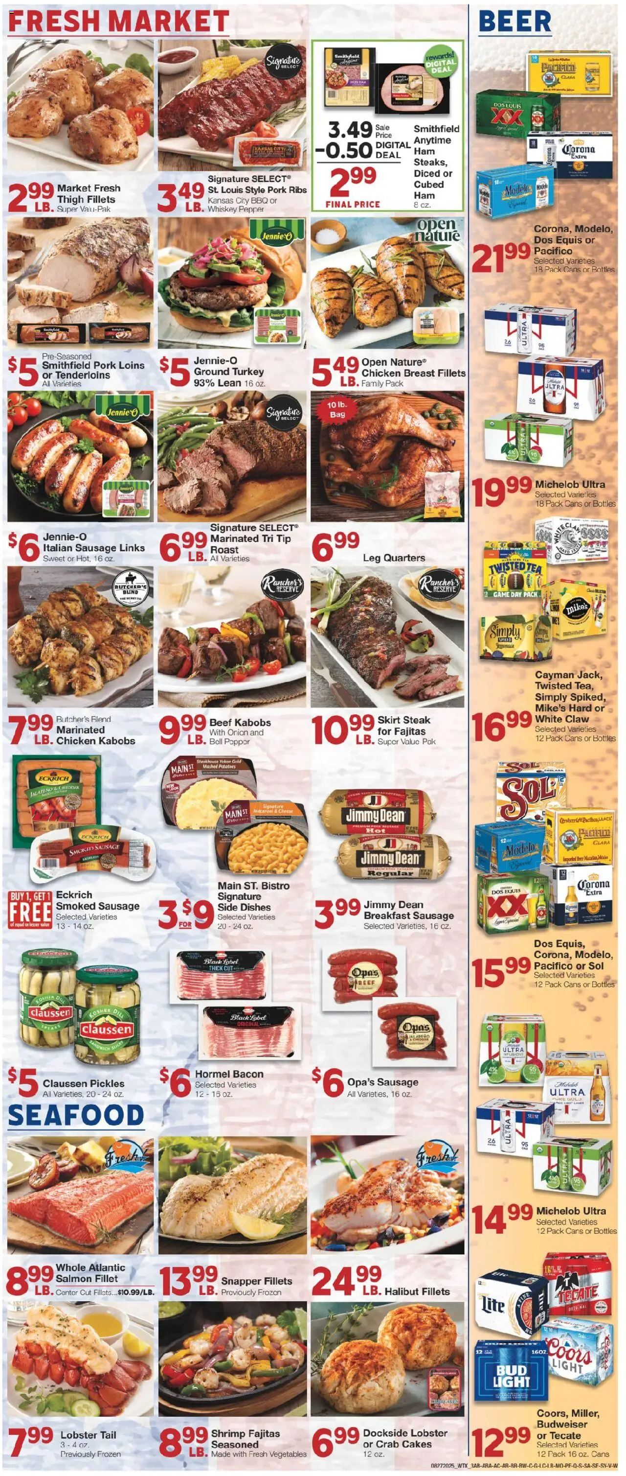 United Supermarkets Weekly Ad - valid from 26.08.2025 | Page: 3 | Products: Pork, Seafood, Dill, Onion