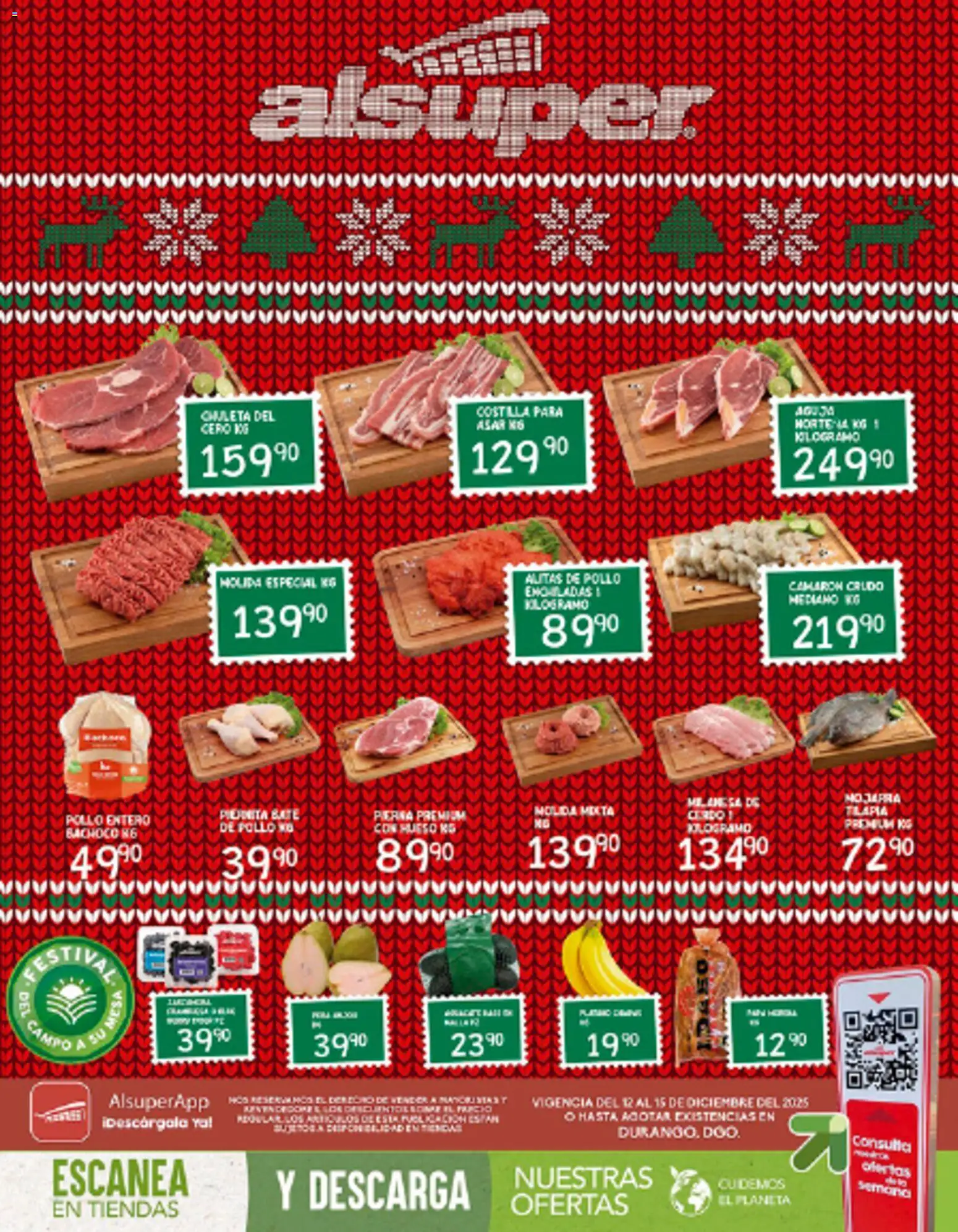 Nuevas ofertas de Alsuper válidas en toda la República Mexicana desde el 12.12.2025. ¡Encuentra las mejores ofertas en Alsuper folleto Durango! | Página: 1 | Productos: Pollo, Plátano, Pera, Aguacate