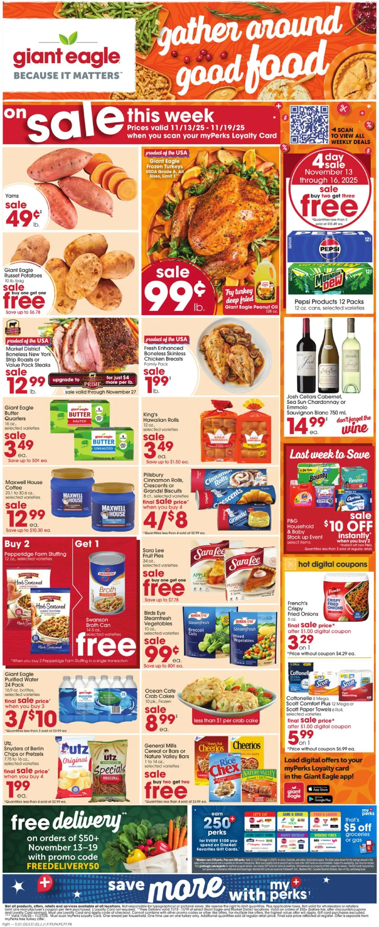 Giant Eagle Weekly Ad - valid from 13.11.2025 | Page: 1 | Products: Butter, Chips, Pumpkin, Xbox