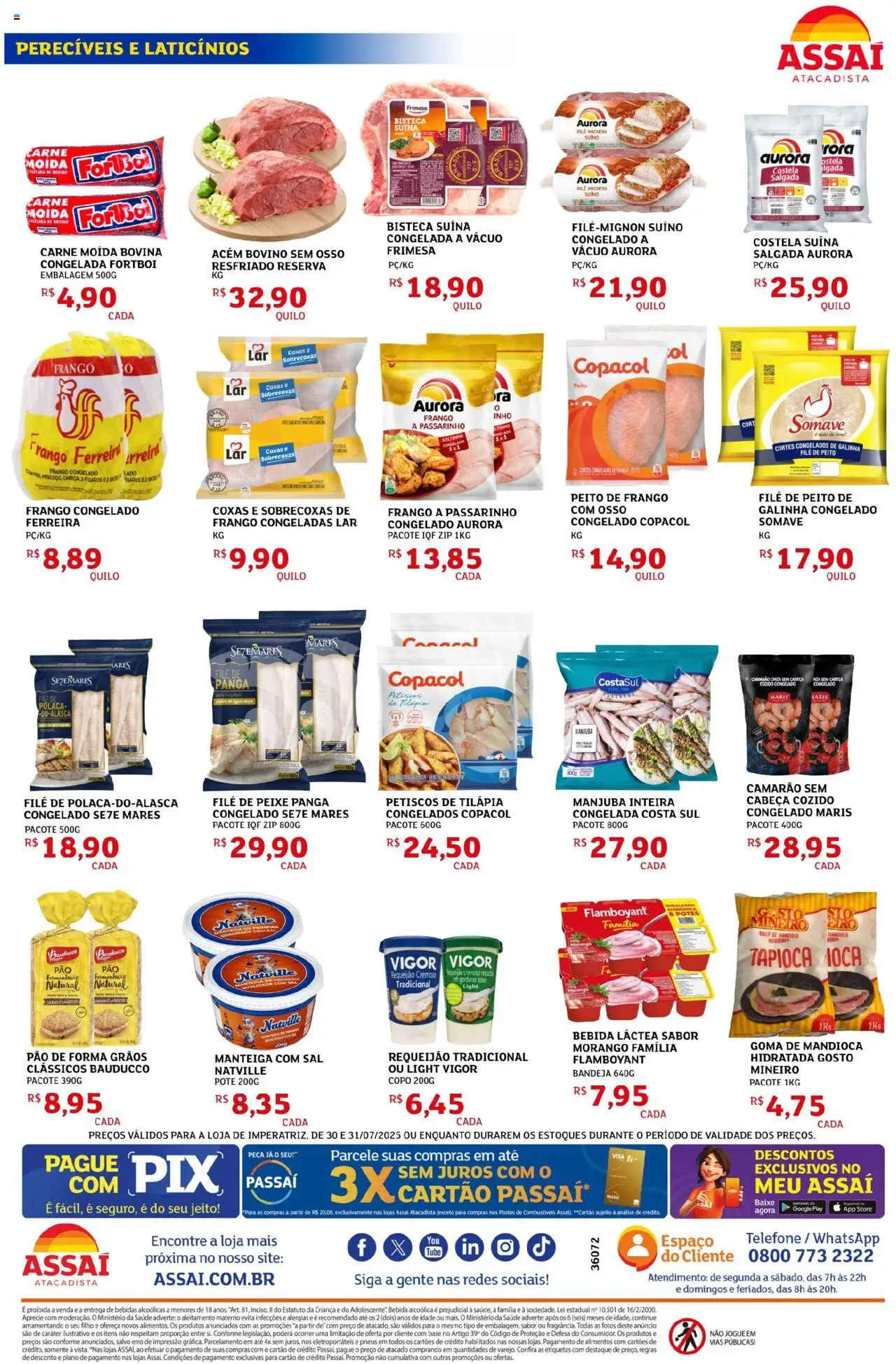 Assaí Atacadista Folheto - válido de 30.07.2025 | Página: 2 | Produtos: Peixe, Potes, Sal, Carne moída