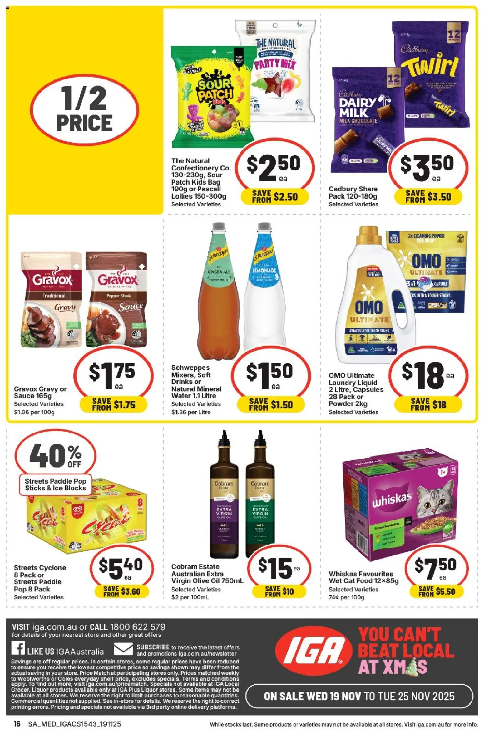 IGA catalogue - valid from 19.11.2025 | Page: 2 | Products: Chocolate, Water, Sauce, Bag