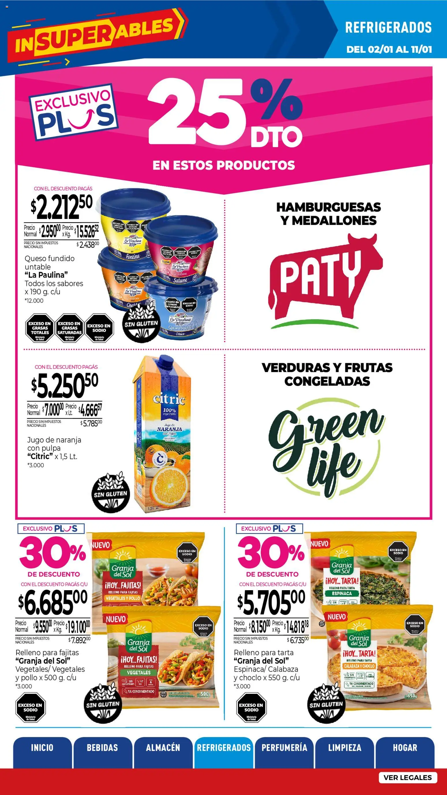 La Anonima catálogo │ válido desde el 02.01.2026 | Página: 19 | Productos: Choclo, Jugo, Salame, Espinaca