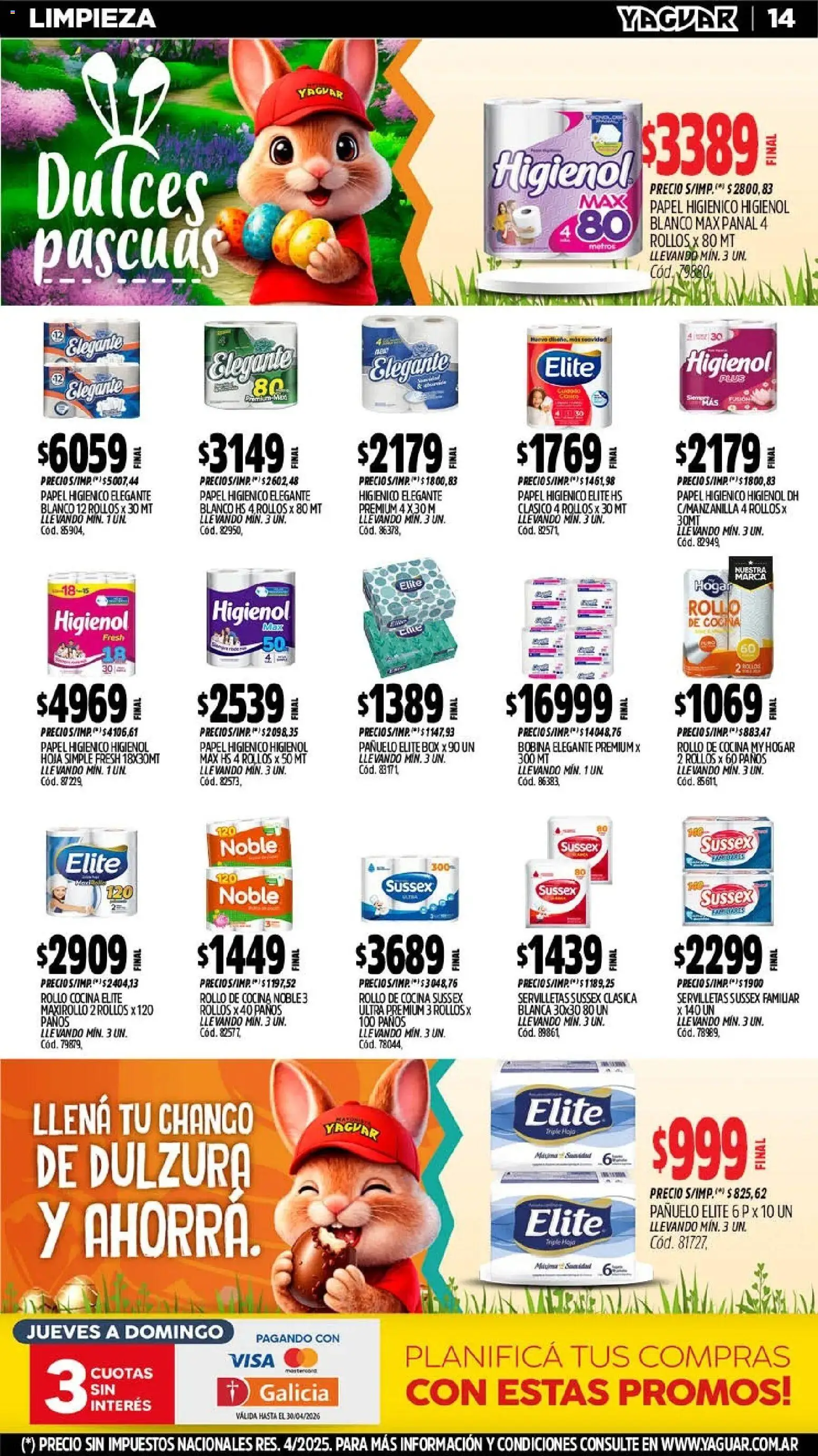 Yaguar - Oferta Semanal Buenos Aires │ válido desde el 30.03.2026 | Página: 13 | Productos: Papel higiénico, Pañuelo, Servilletas, Huevo