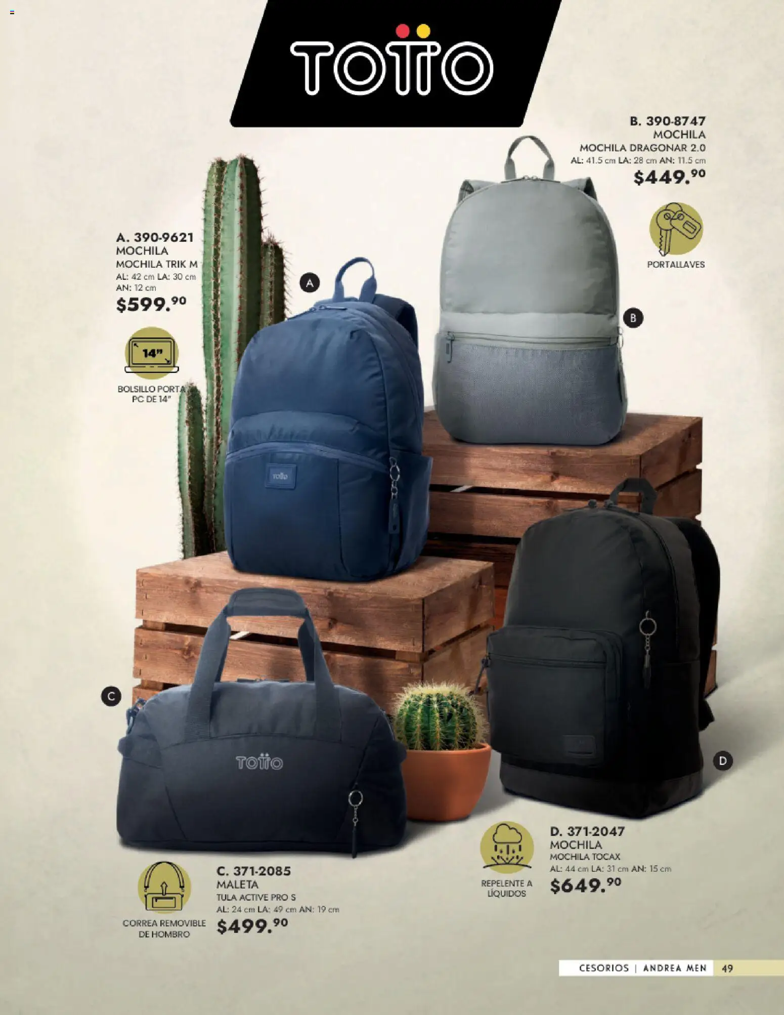 Nuevas ofertas de Andrea válidas en toda la República Mexicana desde el 25.01.2026. ¡Encuentra las mejores ofertas en Andrea catálogo Primavera! | Página: 49 | Productos: Mochila, Maleta, Repelente