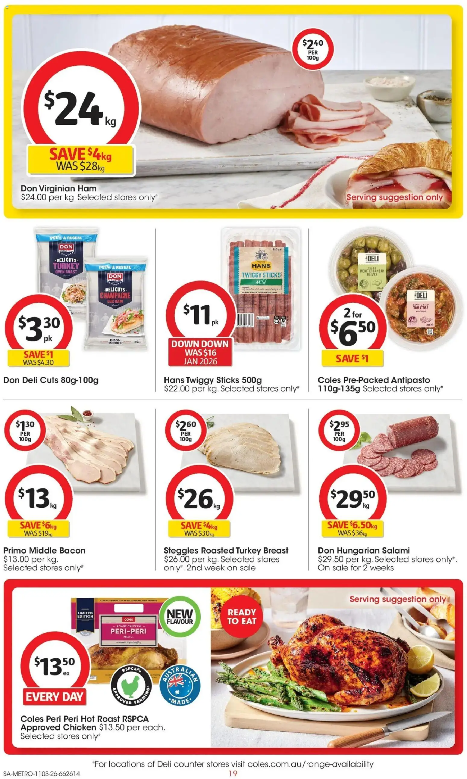 ﻿Coles catalogue valid from 11/03/2026 > Online Australia | Page: 19 | Products: Ham, Olives, Turkey, Oven
