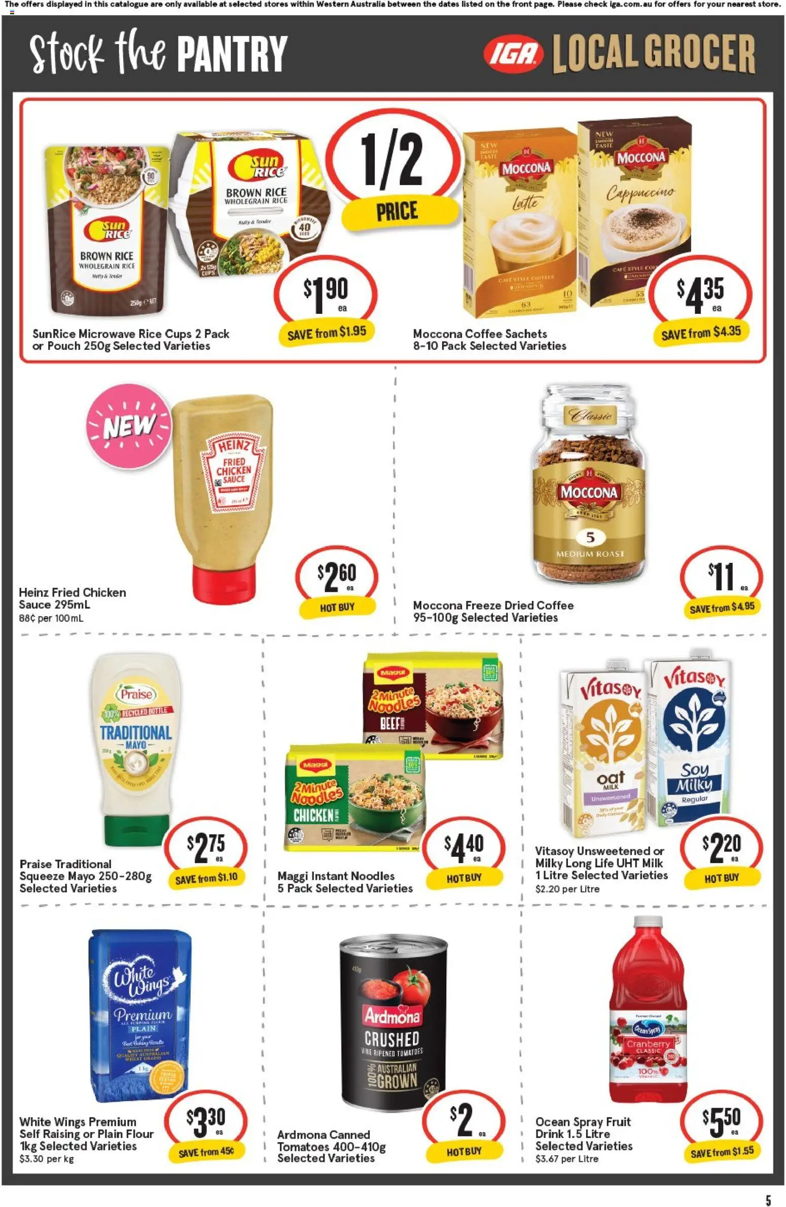 IGA catalogue - valid from 05.11.2025 | Page: 5 | Products: Flour, Chicken, Noodles, Microwave