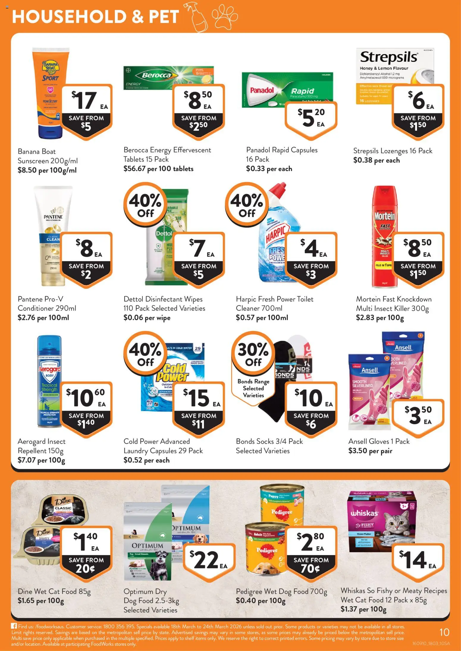 Foodworks catalogue - valid from 18.03.2026 | Page: 10 | Products: Toilet, Dog food, Lemon, Gloves