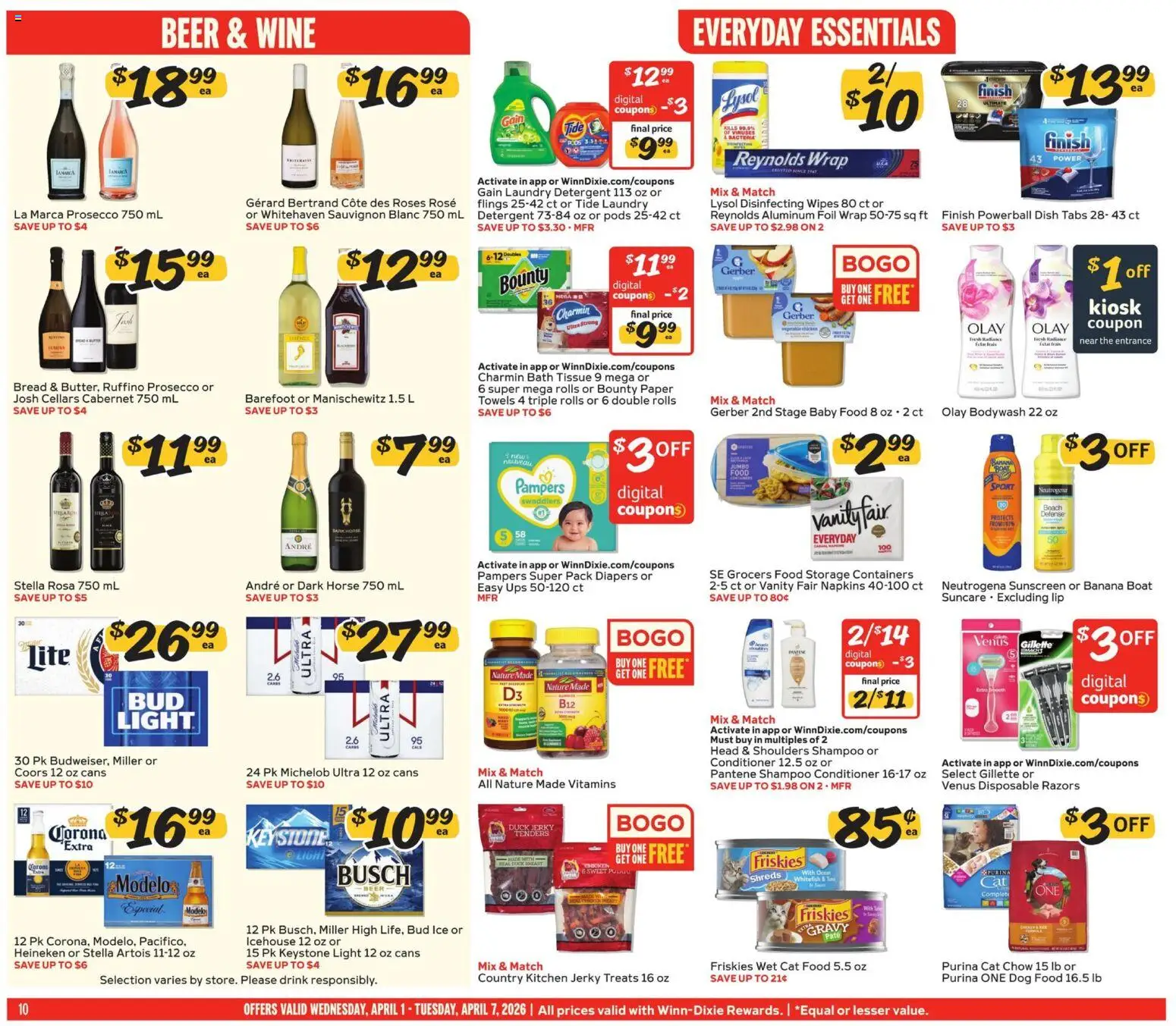 Winn Dixie Weekly Circular - GA - valid from 01.04.2026 | Page: 10 | Products: Dog Food, Conditioner, Sunscreen, Baby food