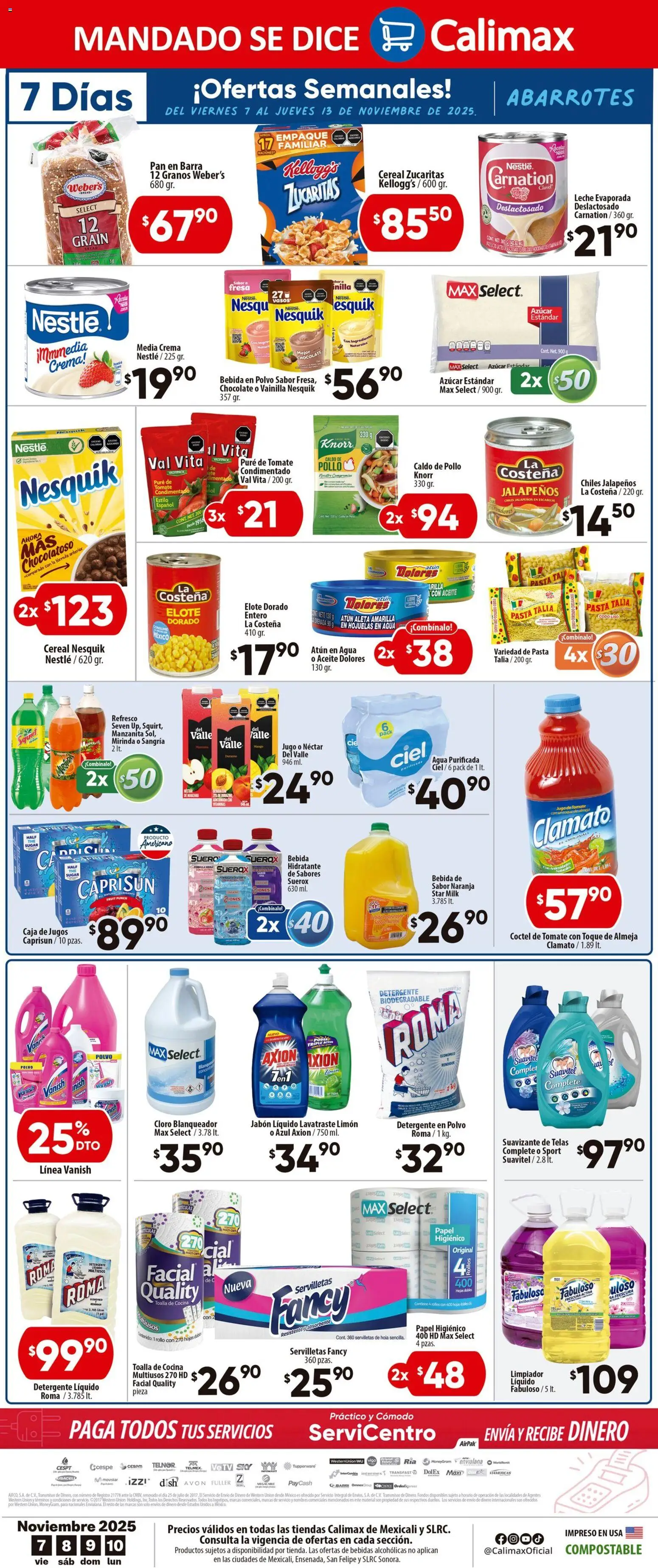 Nuevas ofertas de Calimax válidas en toda la República Mexicana desde el 07.11.2025. ¡Encuentra las mejores ofertas en Calimax folleto Mexicali y SLRC! | Página: 4 | Productos: Jugo, Caja, Video, Jabón