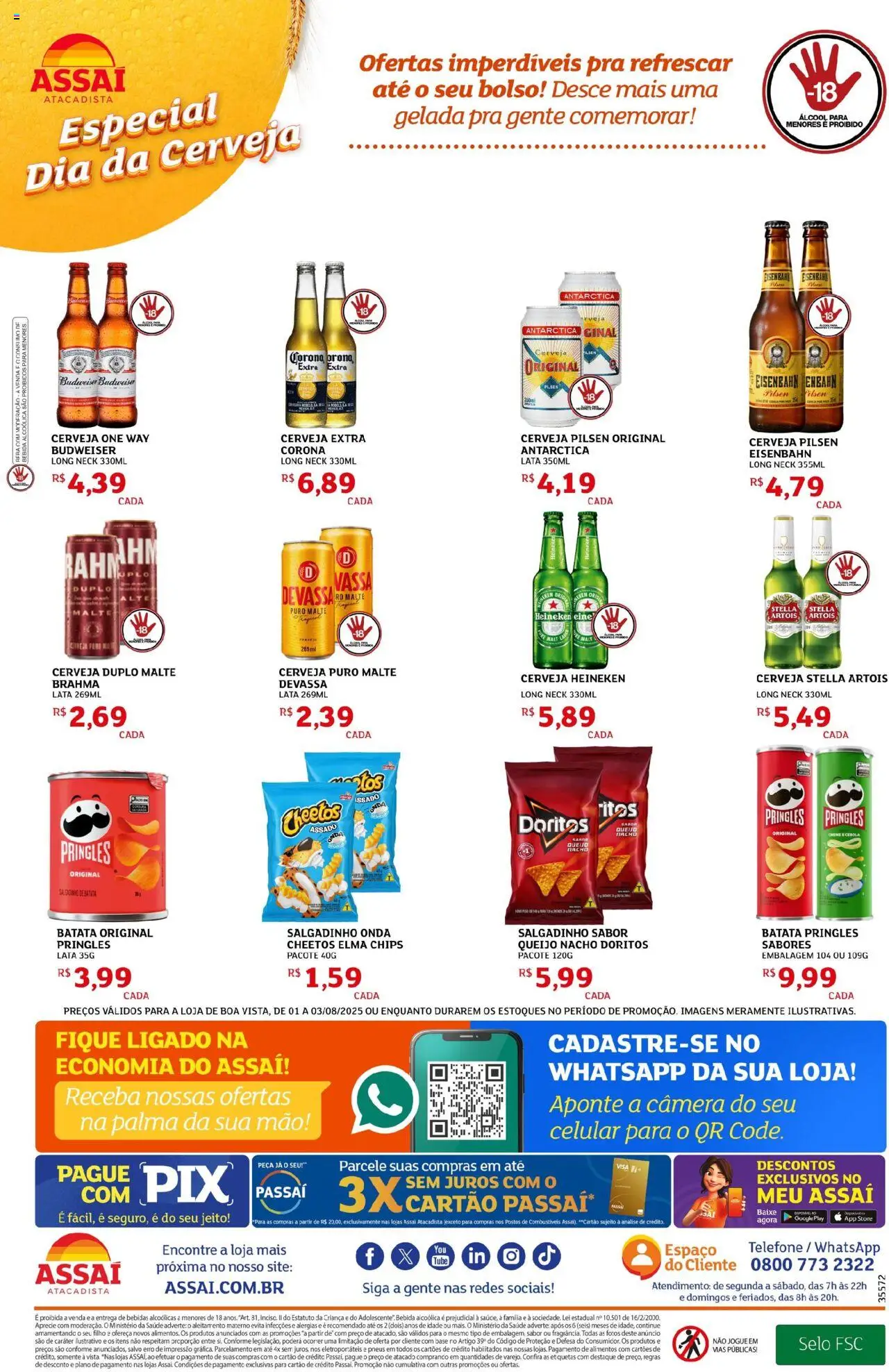 Assaí Atacadista Folheto - válido de 01.08.2025 | Página: 3 | Produtos: Pneus, Cerveja Heineken, Creme, Cheetos