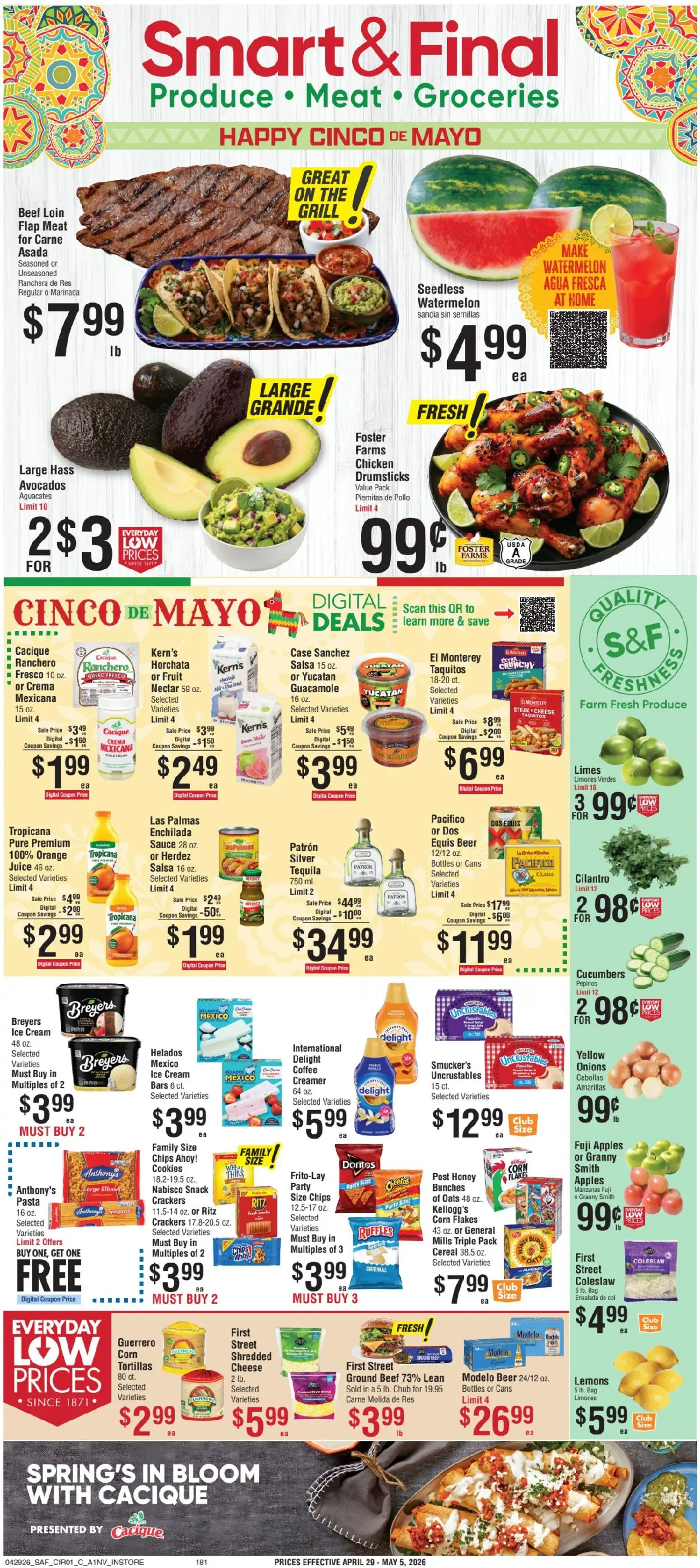 Smart & Final Weekly Ad - valid from 29.04.2026 | Page: 1 | Products: Milk, Juice, Rice, Flakes