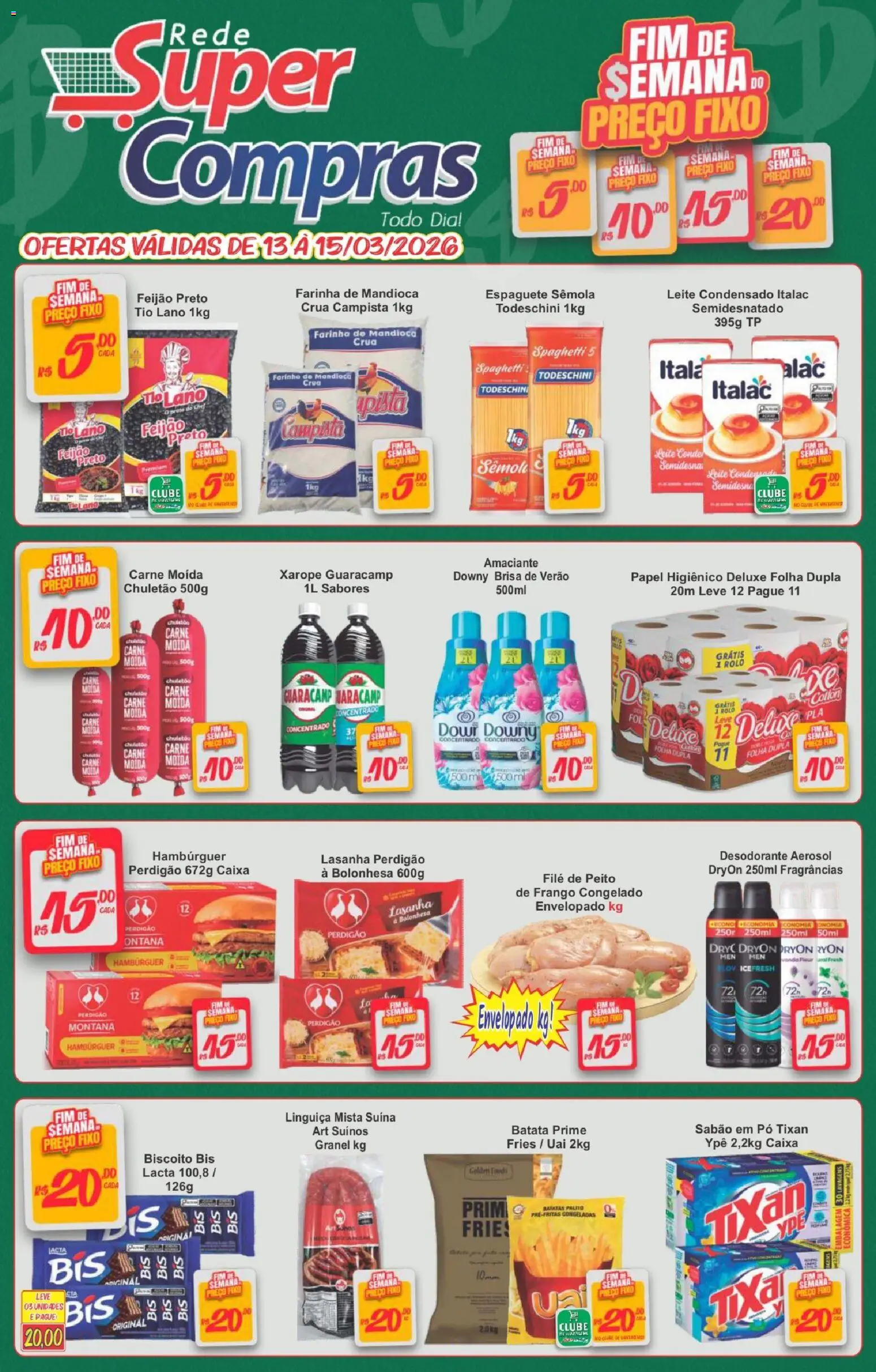 Rede Super Compras Folheto - válido de 13.03.2026 | Página: 1 | Produtos: Amaciante downy, Desodorante, Caixa, Leite