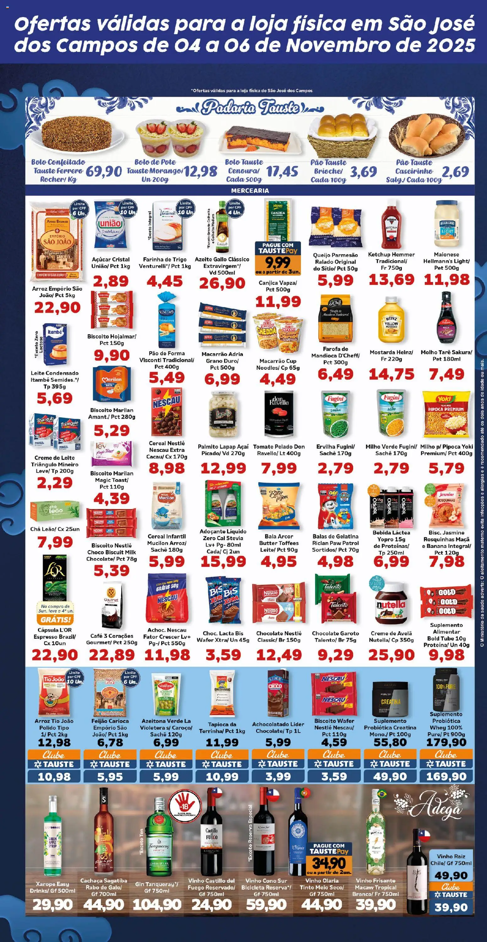 Tauste Folheto - válido de 04.11.2025 | Página: 3 | Produtos: Farinha de trigo, Pão, Nata, Queijo parmesão