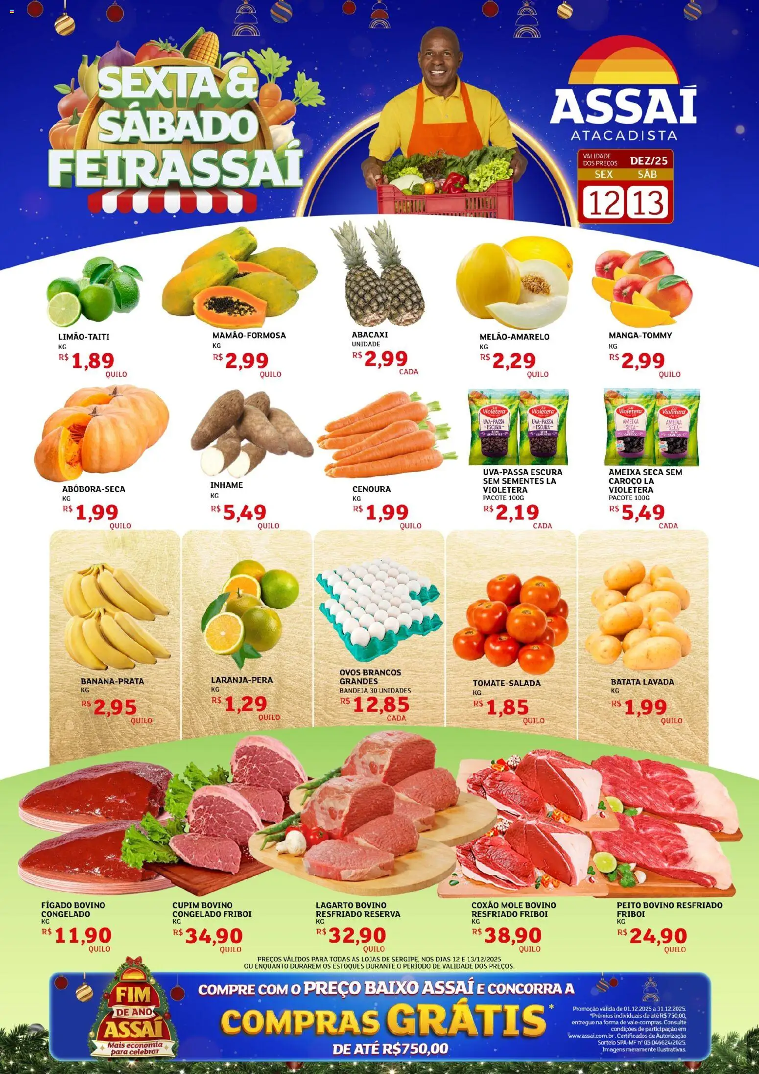 Assaí Atacadista Folheto - válido de 12.12.2025 | Página: 1 | Produtos: Abacaxi, Cenoura, Bandeja, Batata