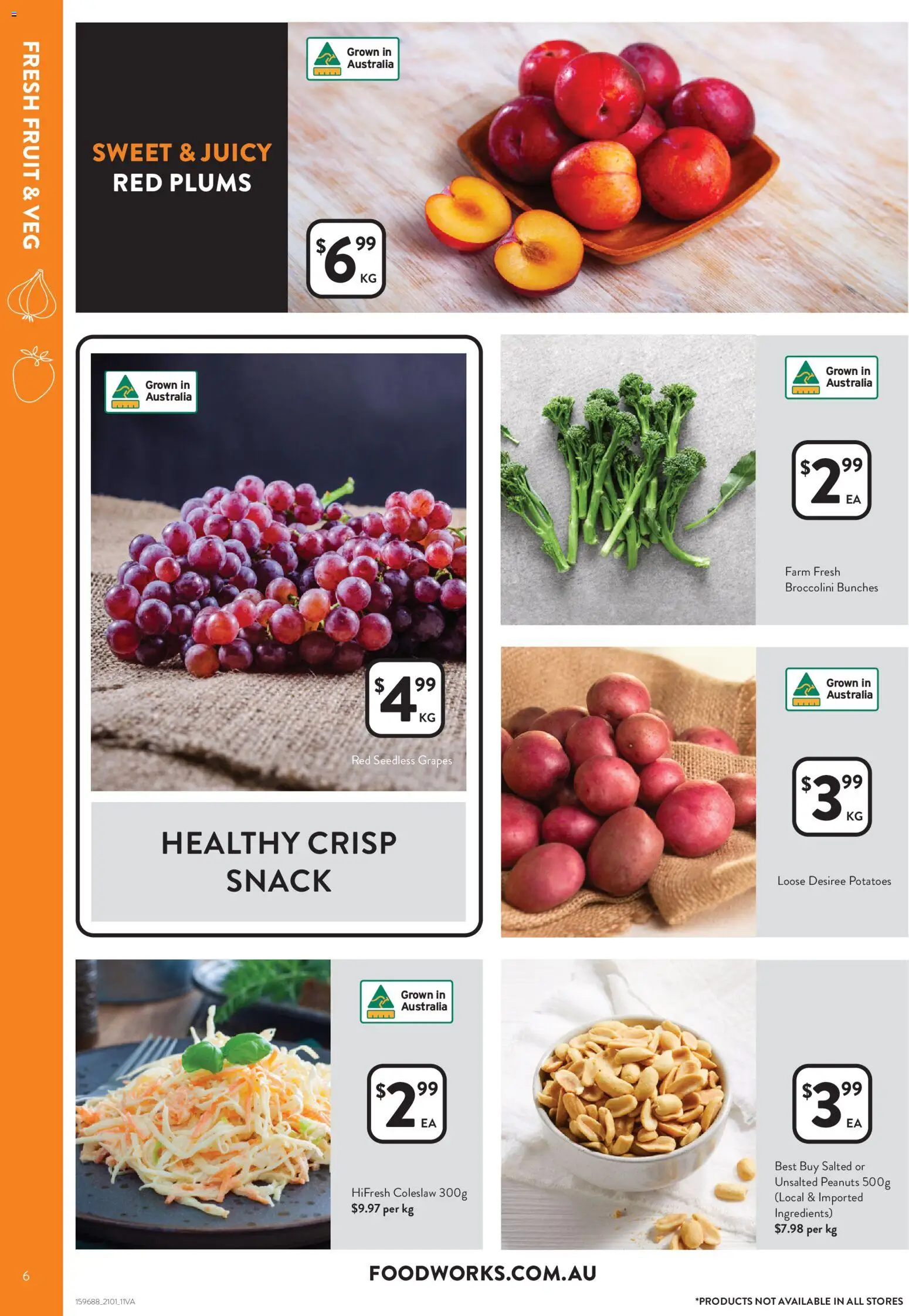 Foodworks catalogue - valid from 14.01.2026 | Page: 6 | Products: Peanuts, Potatoes, Grapes, Plums