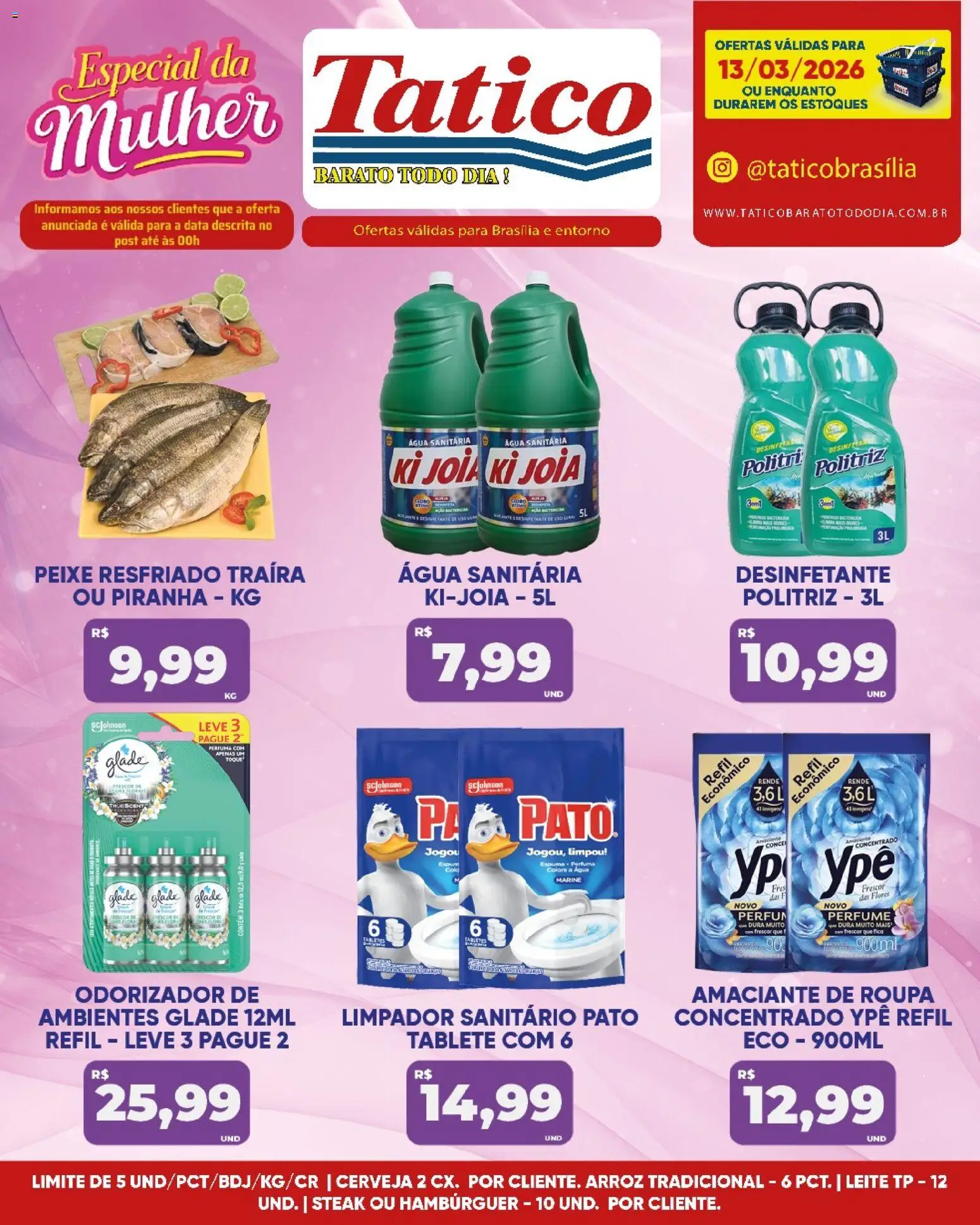Tatico Folheto - válido de 13.03.2026 | Página: 14 | Produtos: Hambúrguer, Amaciante, Desinfetante, Água sanitária