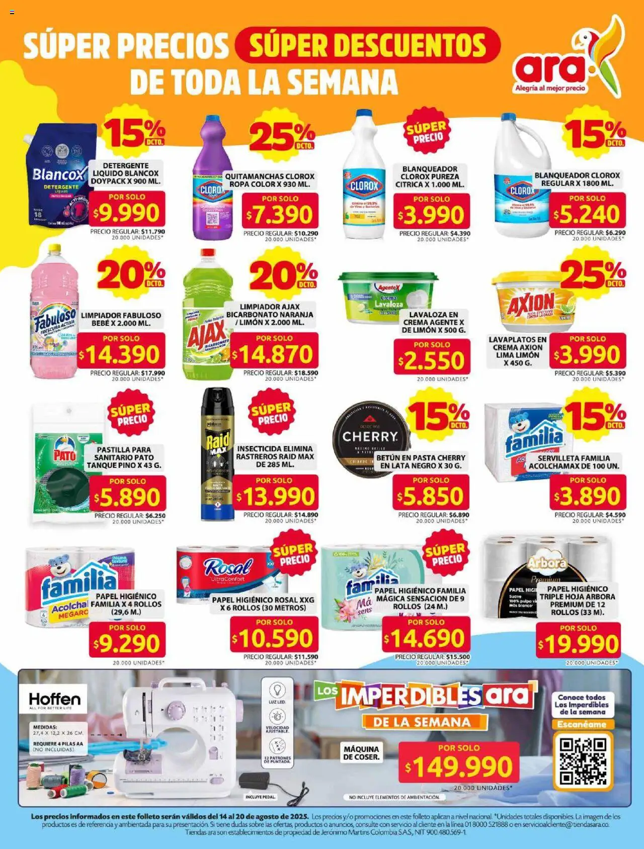 Ara revista - valida desde el 14.08.2025 | Página: 10 | Productos: Betún, Blanqueador, Ropa, Papel higiénico