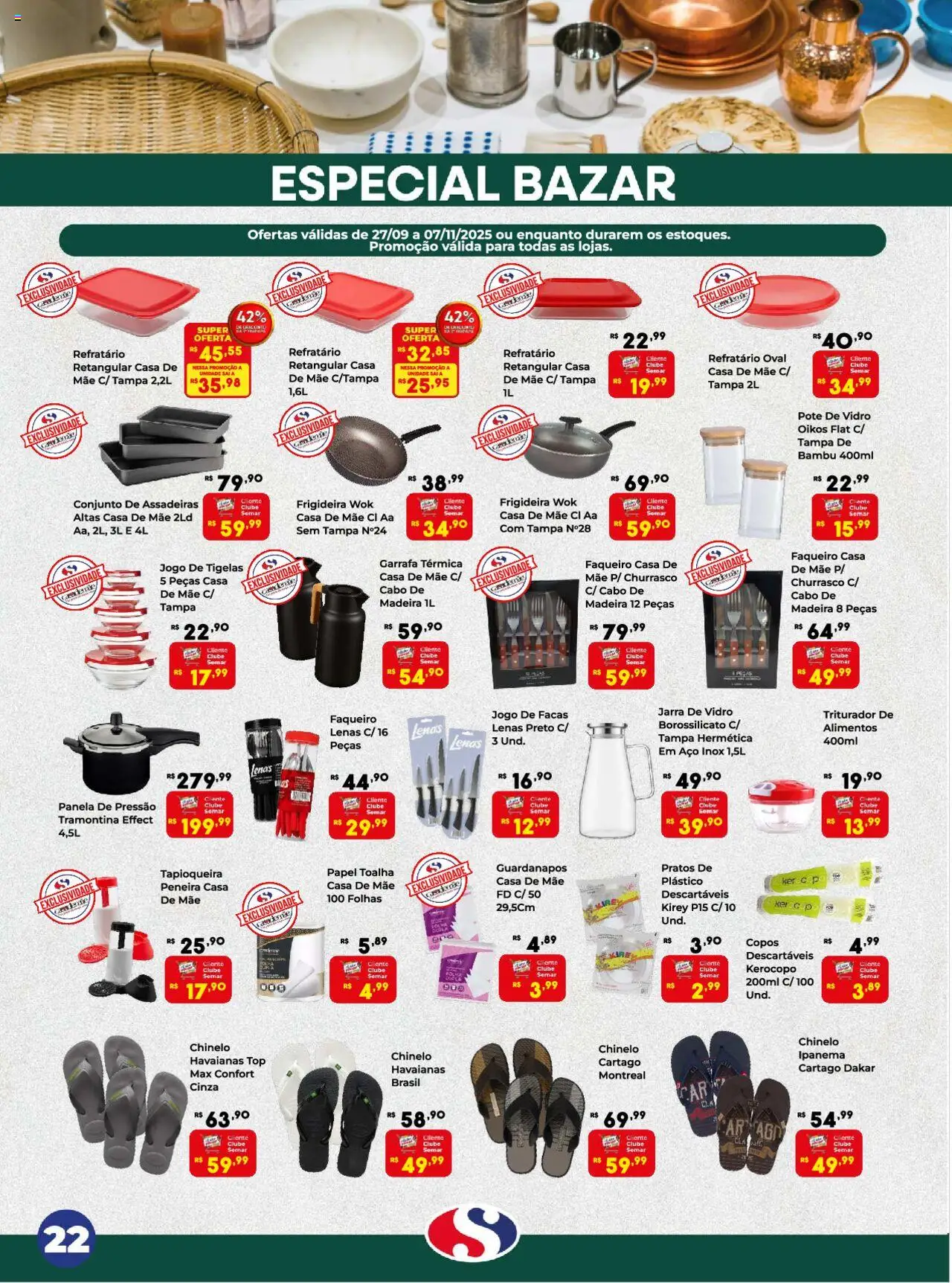 Semar Supermercado Folheto - válido de 27.09.2025 | Página: 22 | Produtos: Papel toalha, Panela de pressão, Garrafa térmica, Peneira
