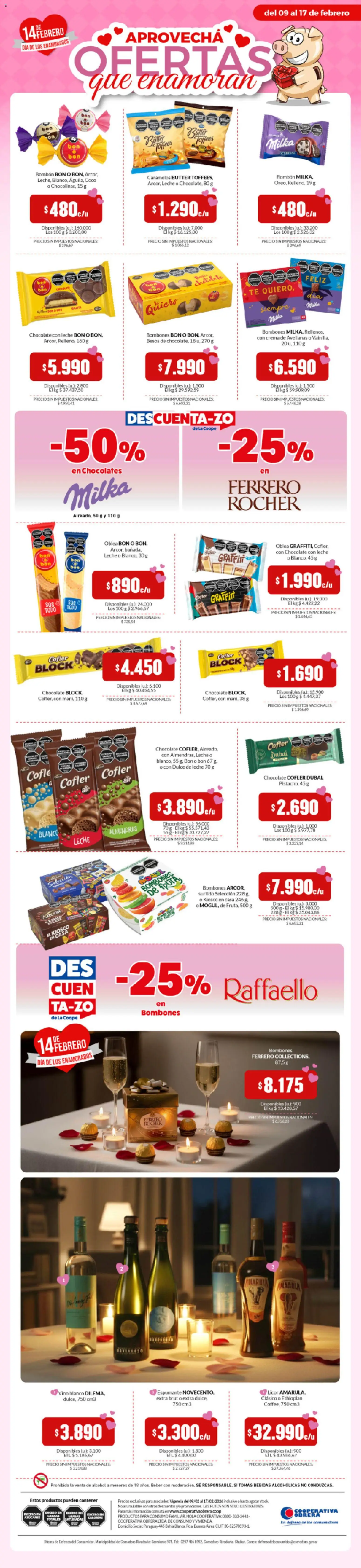 Cooperativa Obrera - Ofertas que enamoran │ válido desde el 09.02.2026 | Página: 1 | Productos: Bombones, Leche, Chocolate, Té
