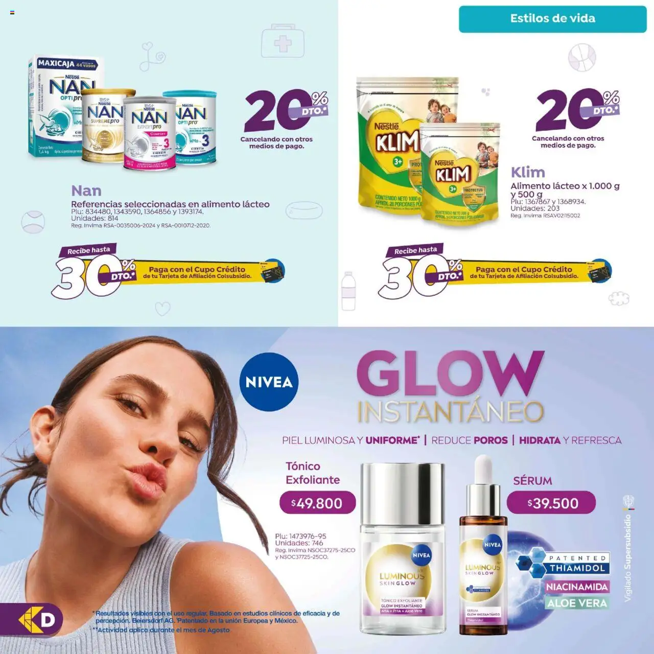 Colsubsidio revista - valida desde el 10.08.2025 | Página: 3 | Productos: Serum, Loción tonificante