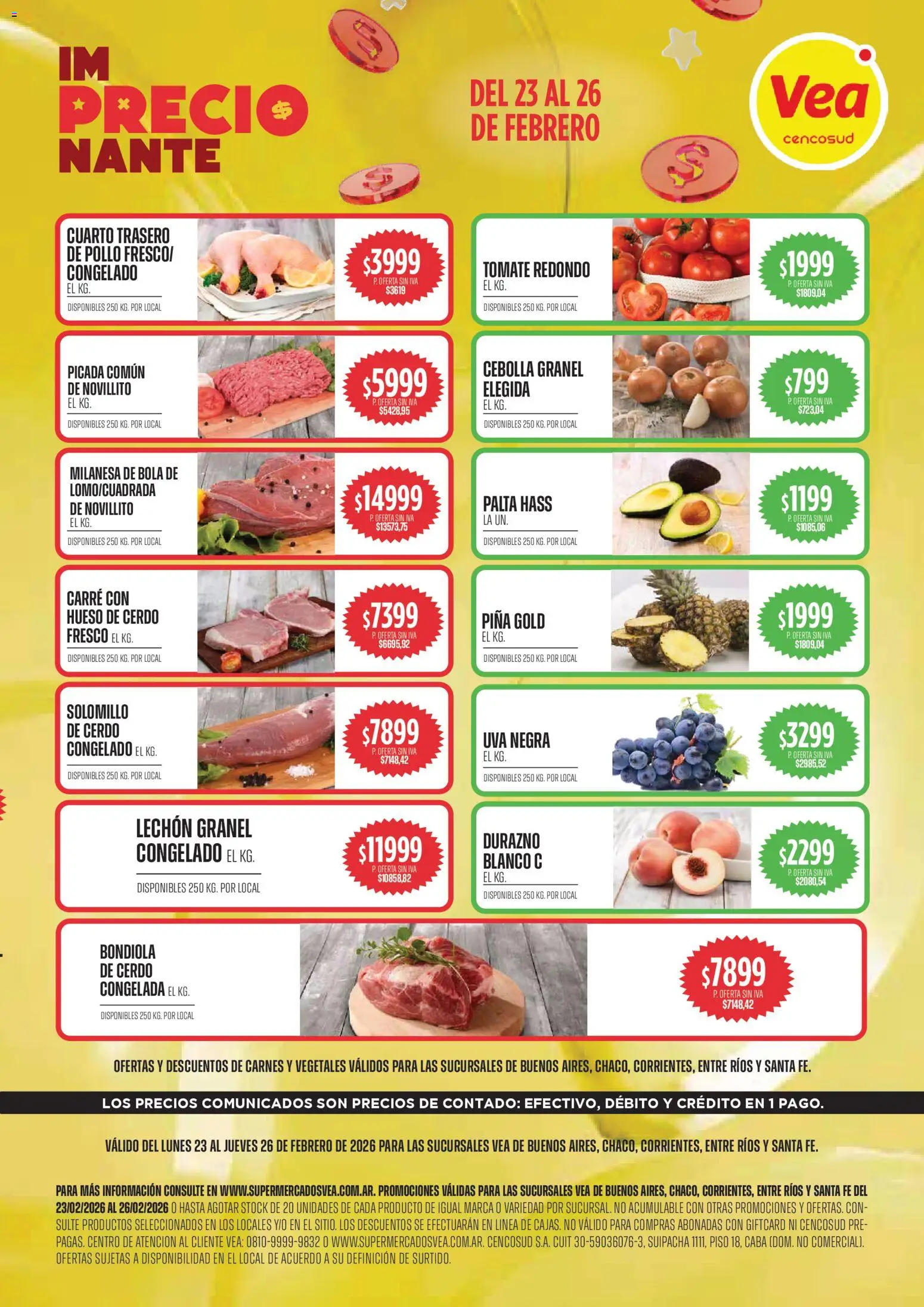 Vea - Oferta Semanal  │ válido desde el 23.02.2026 | Página: 1 | Productos: Cebolla, Milanesa, Palta, Cerdo