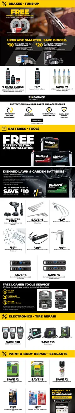 Preview of Advance Auto Parts weekly ads valid from 29.03.2026 | Page: 4 | Products: Pump, Battery, Pads, Inflators