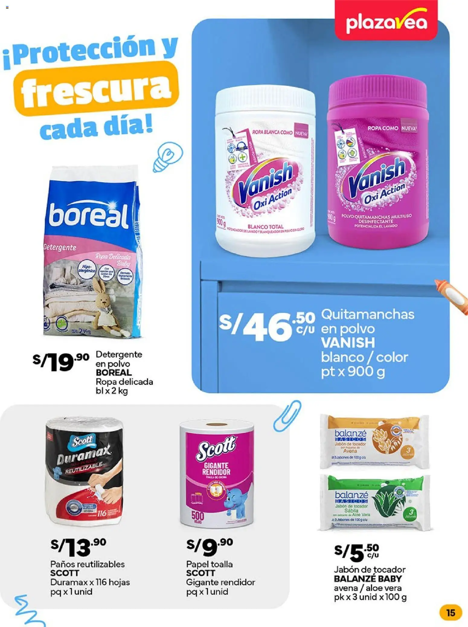 Catálogo Plaza Vea válido desde 16.02.2026 | Página: 15 | Productos: Quitamanchas, Ropa, Avena, Polvo