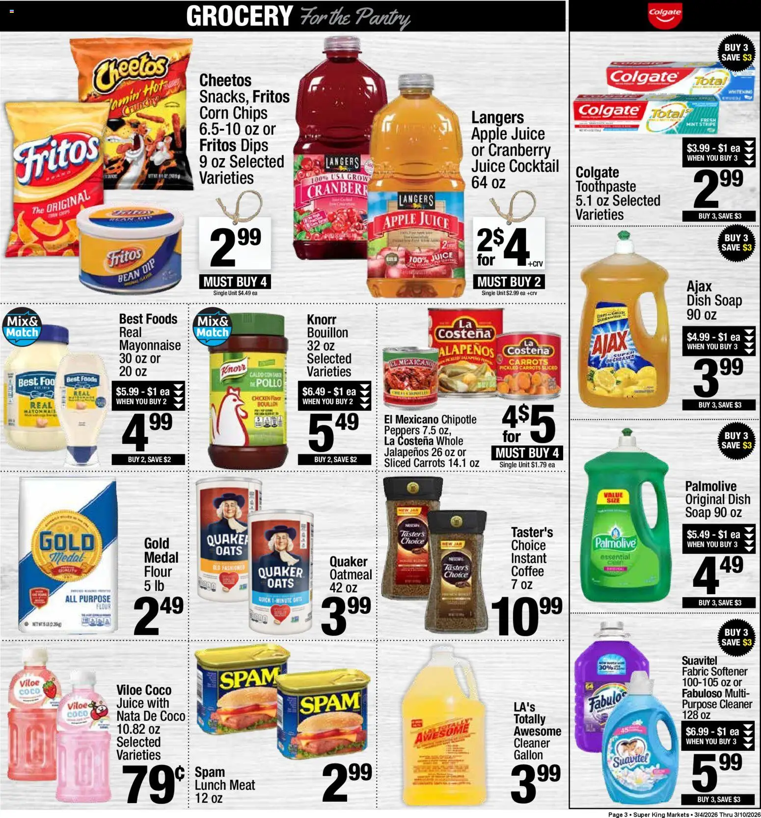 Super King - Weekly Ad - valid from 04.03.2026 | Page: 3 | Products: Corn, Coffee, Toothpaste, Chips