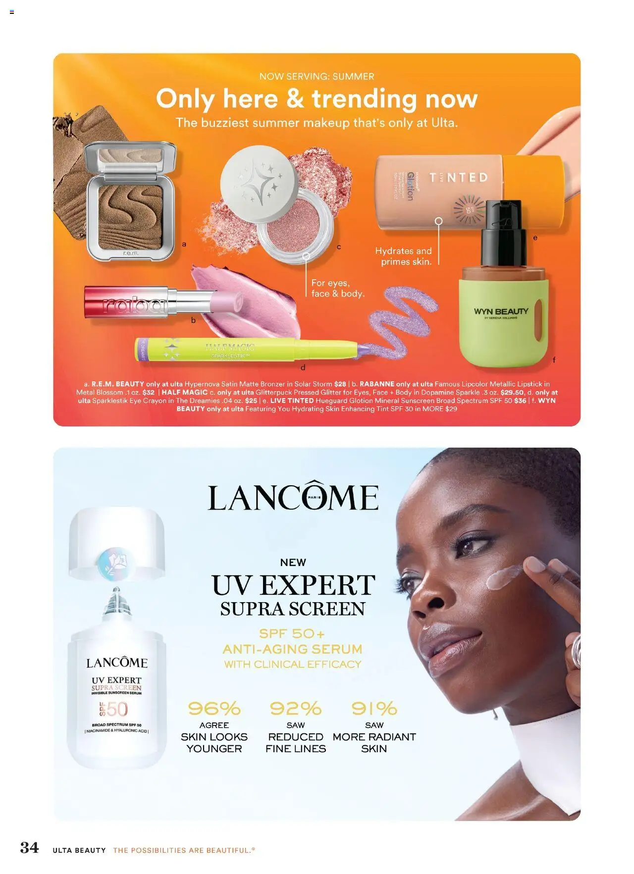 Ulta Beauty Weekly Ad - valid from 29.06.2025 | Page: 34 | Products: Bronzer, Lipstick, Sunscreen