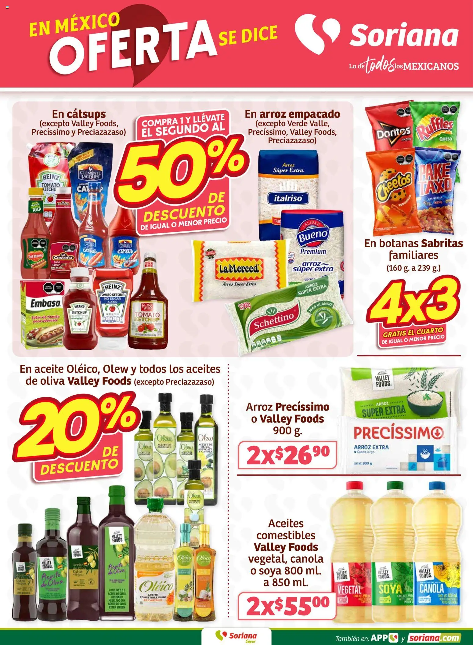 Nuevas ofertas de Soriana válidas en toda la República Mexicana desde el 12.03.2026. ¡Encuentra las mejores ofertas en Soriana - Fin de Semana Súper: Chih, Delicias, Dur y Coah (excepto Saltillo)! | Página: 3 | Productos: Aceite de oliva, Arroz, Catsup, Salsa de tomate