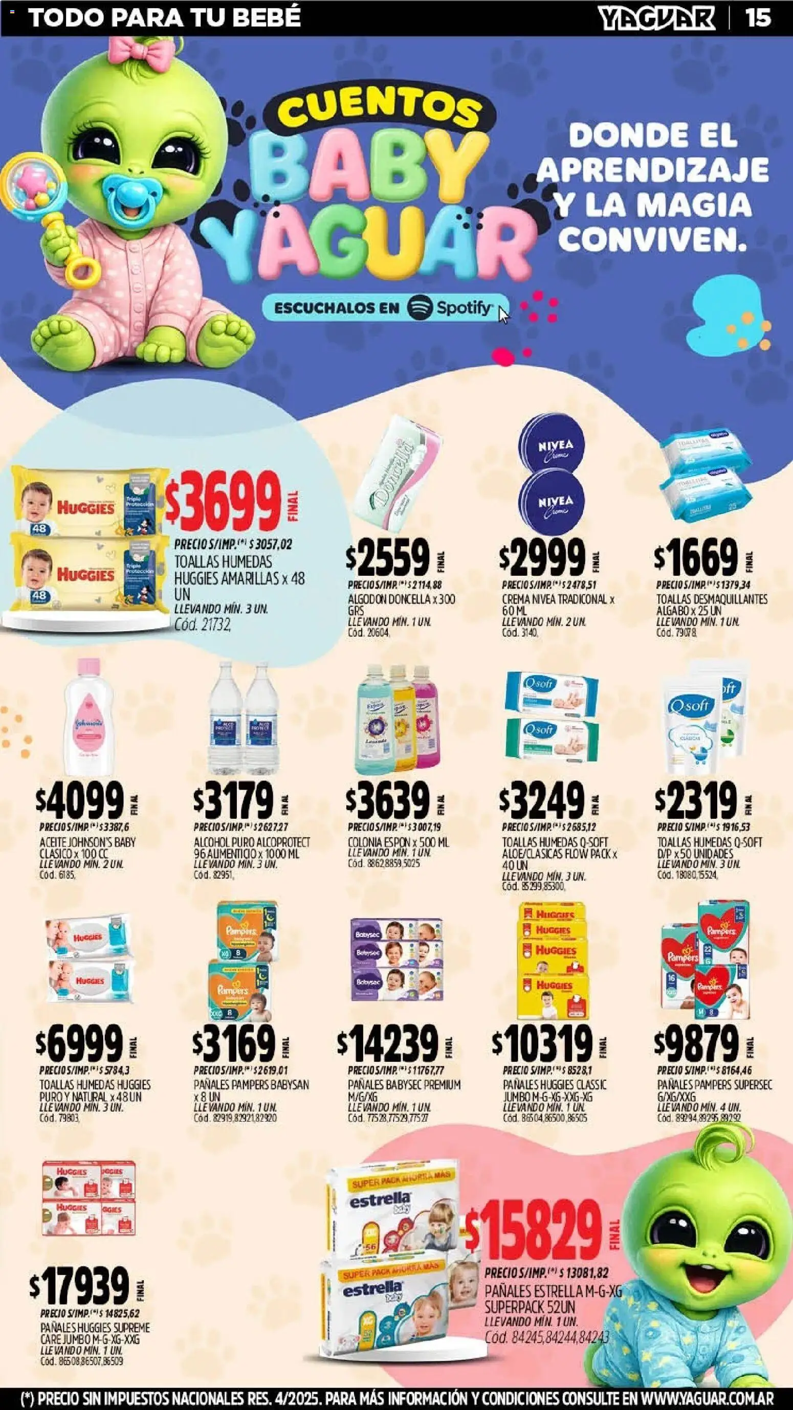 Yaguar - Oferta Semanal Misiones │ válido desde el 11.03.2026 | Página: 18 | Productos: Algodón, Toallas, Pañales, Crema
