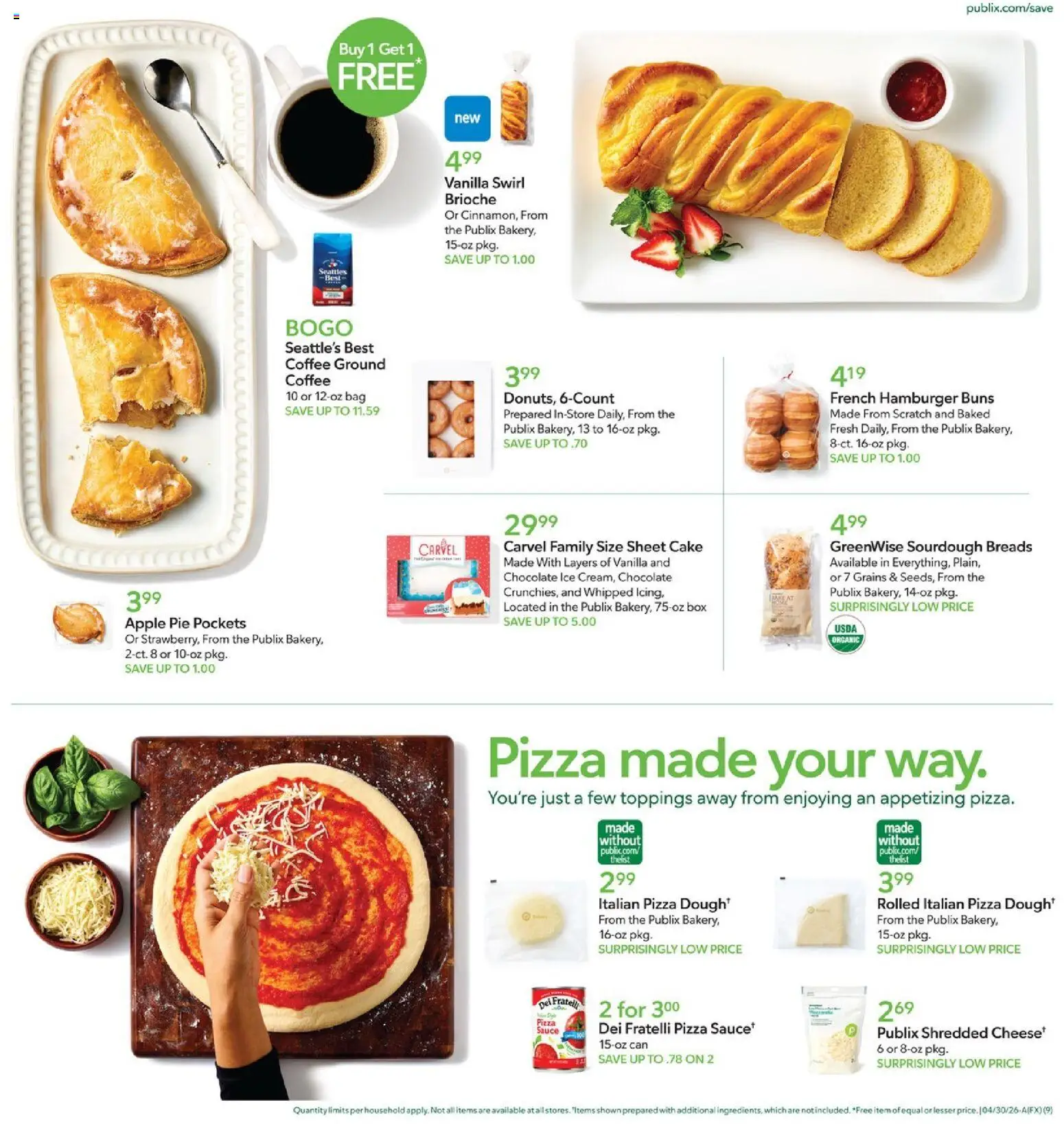 Publix Weekly Ad - valid from 29.04.2026 | Page: 9 | Products: Coffee, Pizza, Sauce, Sheet