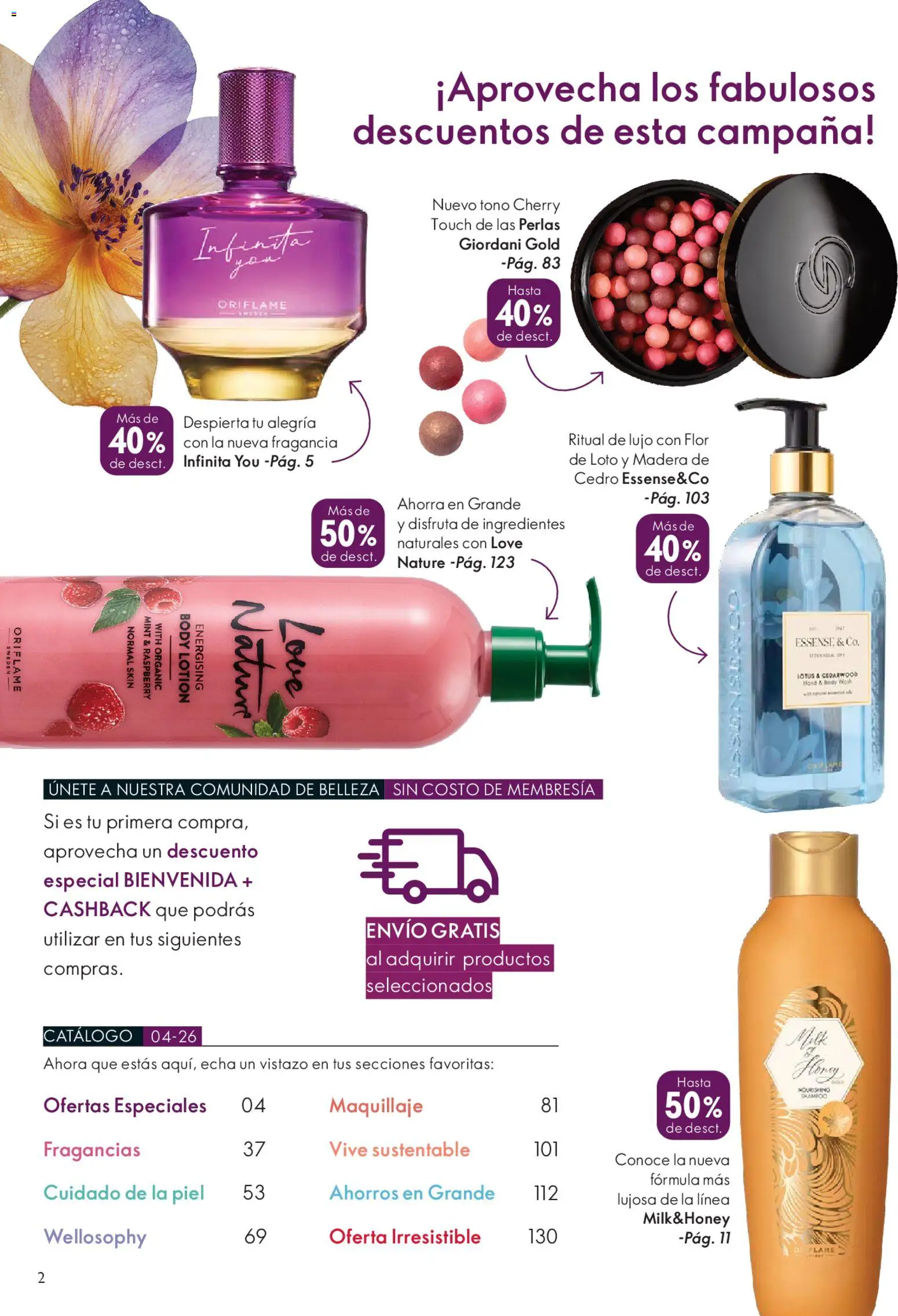 Oriflame catálogo │ válido desde el 07.03.2026 | Página: 2 | Productos: Body, Fragancia, Maquillaje, Campana