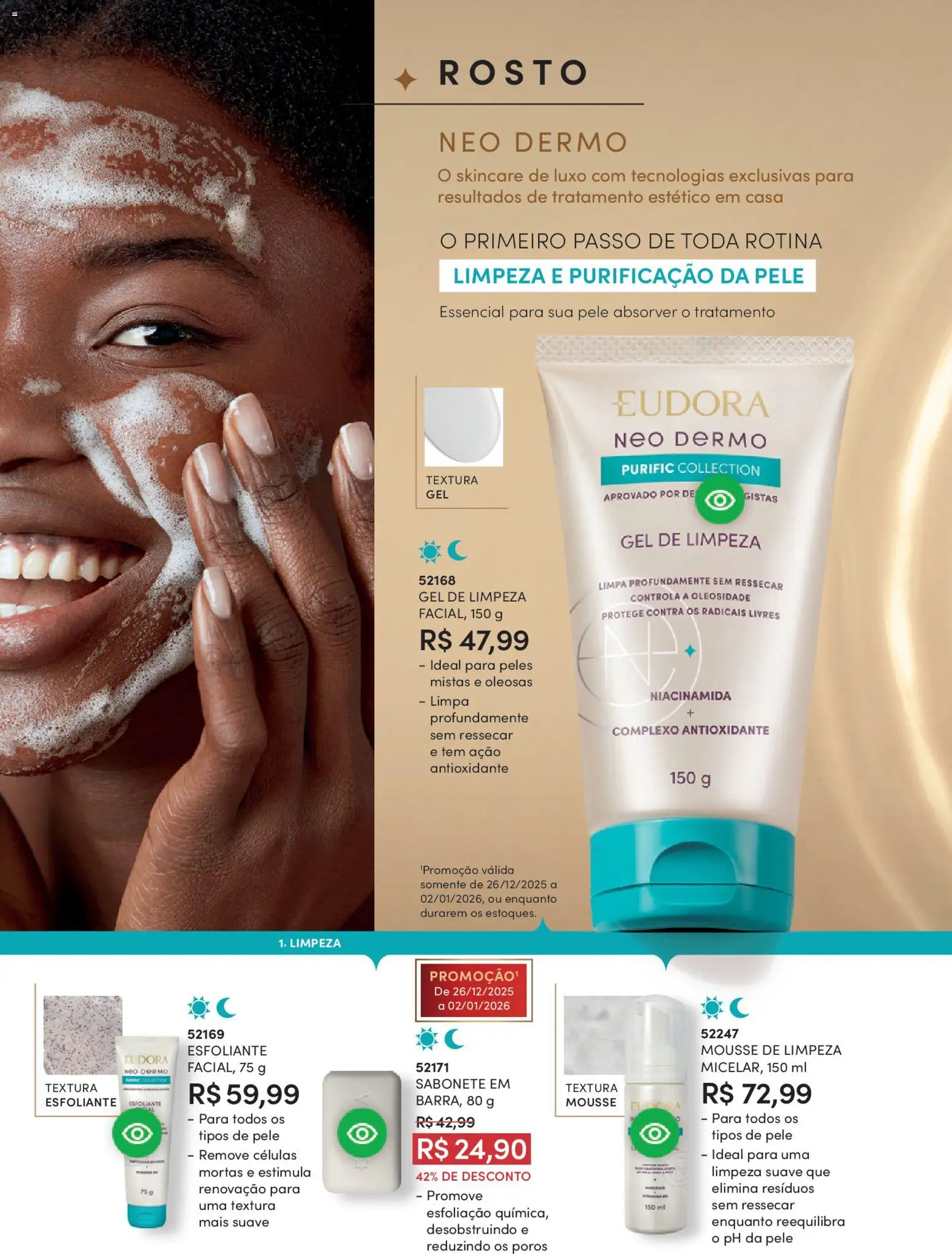 Eudora Folheto - válido de 17.12.2025 | Página: 109 | Produtos: Mousse, Gel de limpeza, Sabonete