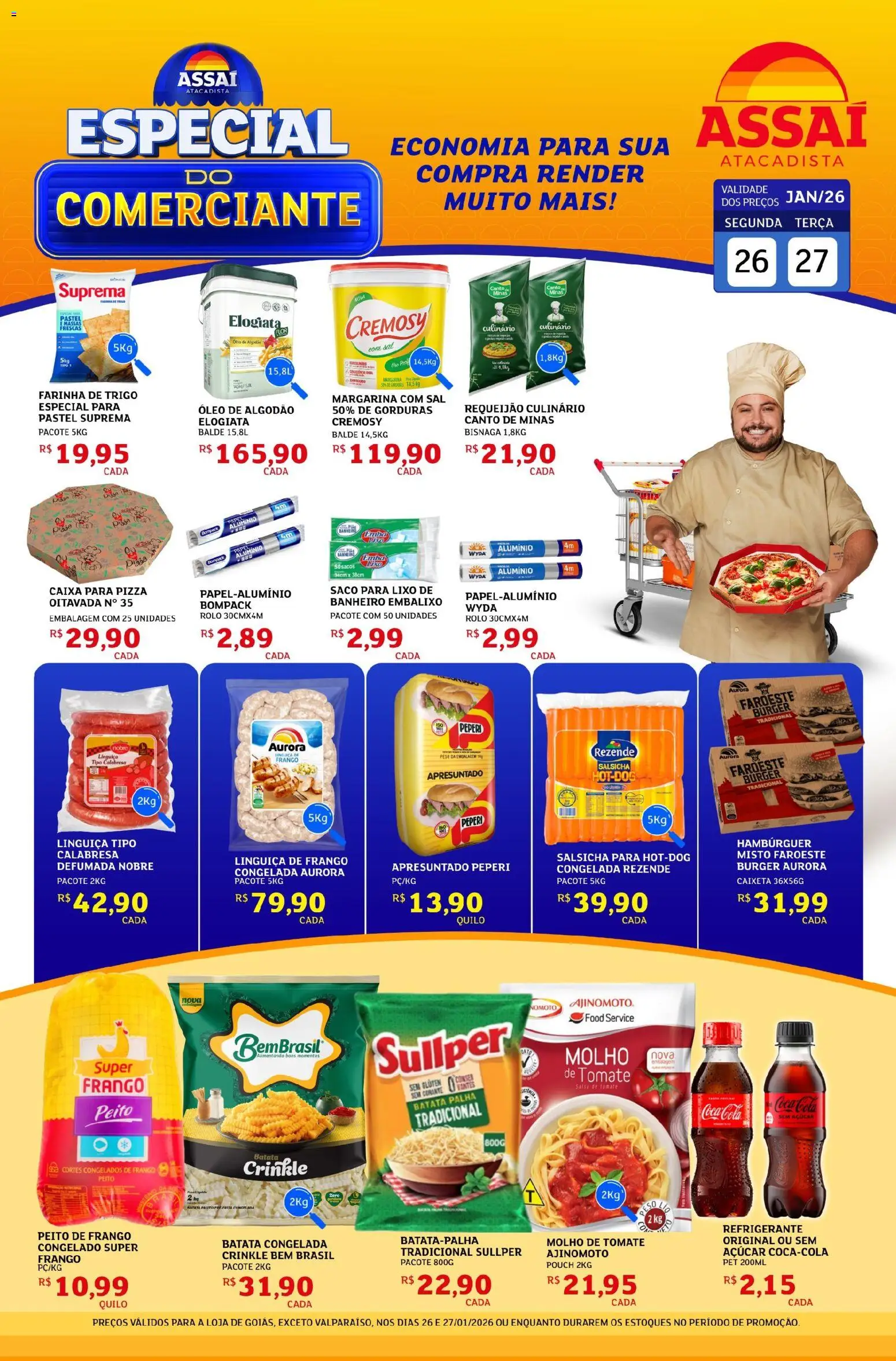 Assaí Atacadista Folheto - válido de 26.01.2026 | Página: 1 | Produtos: Molho de tomate, Farinha de trigo, Algodão, Açúcar