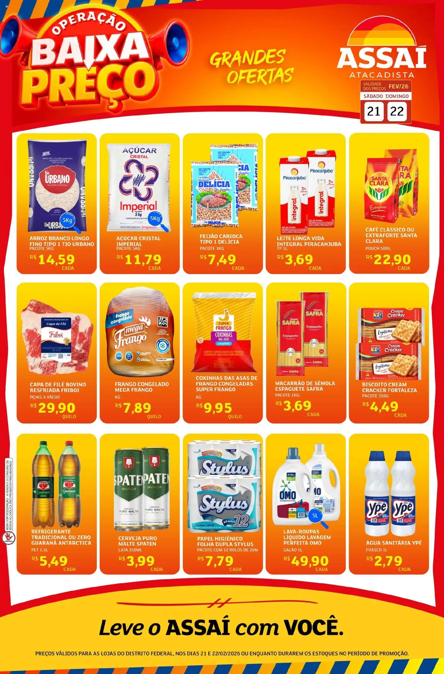 Assaí Atacadista Folheto - válido de 21.02.2026 | Página: 1 | Produtos: Biscoito, Guaraná, Leite, Macarrão