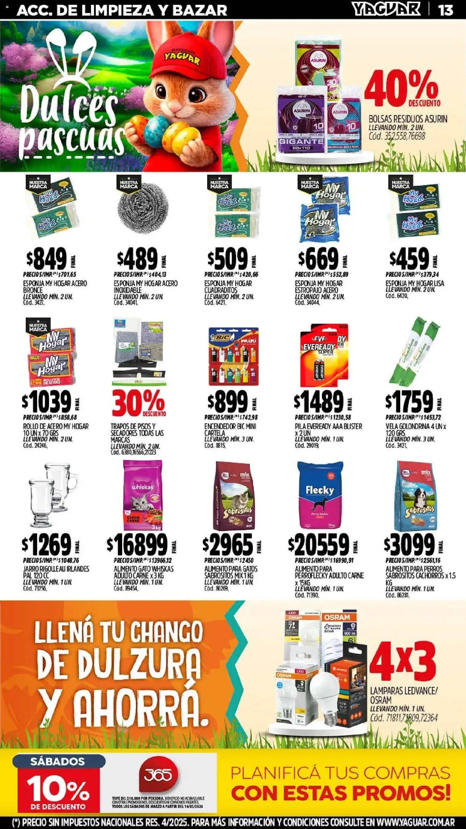 Yaguar - Oferta Semanal Mendoza │ válido desde el 16.03.2026 | Página: 13 | Productos: Vela, Pila, Estropajo, Esponja
