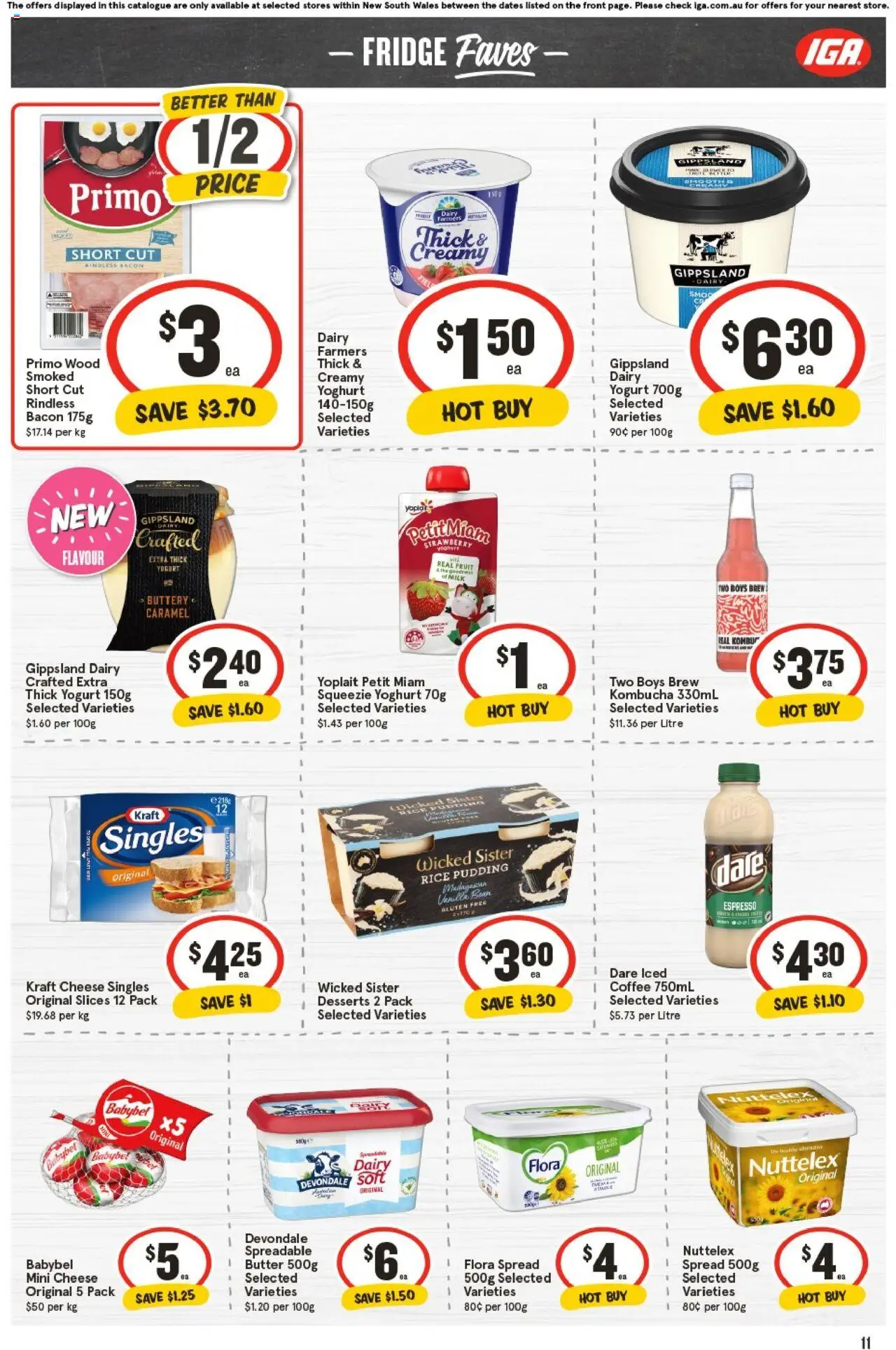 IGA catalogue - valid from 08.10.2025 | Page: 11 | Products: Bacon, Dairy, Yoghurt, Fridge
