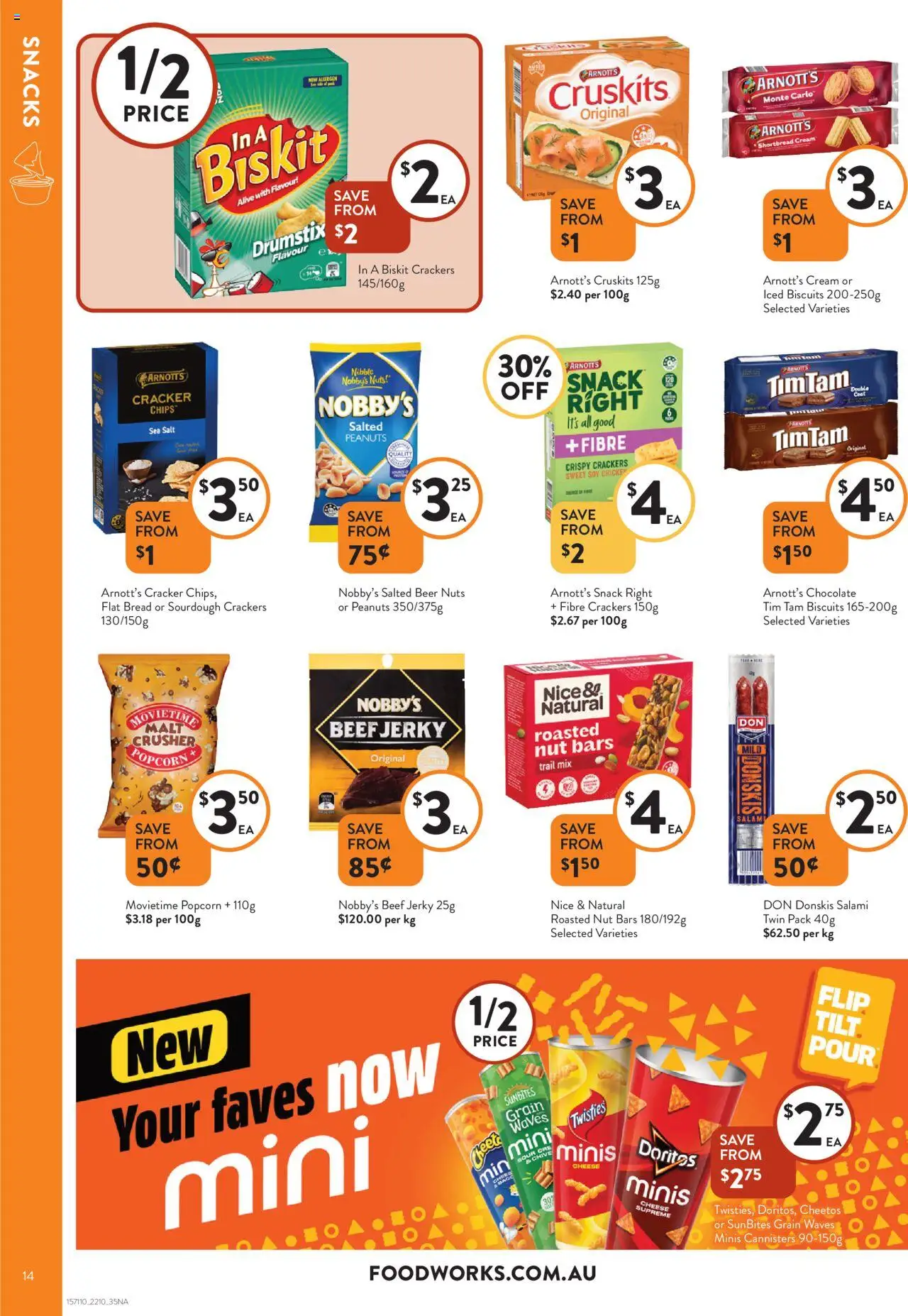 Foodworks catalogue - valid from 22.10.2025 | Page: 14 | Products: Cheese, Bread, Chips, Biscuits