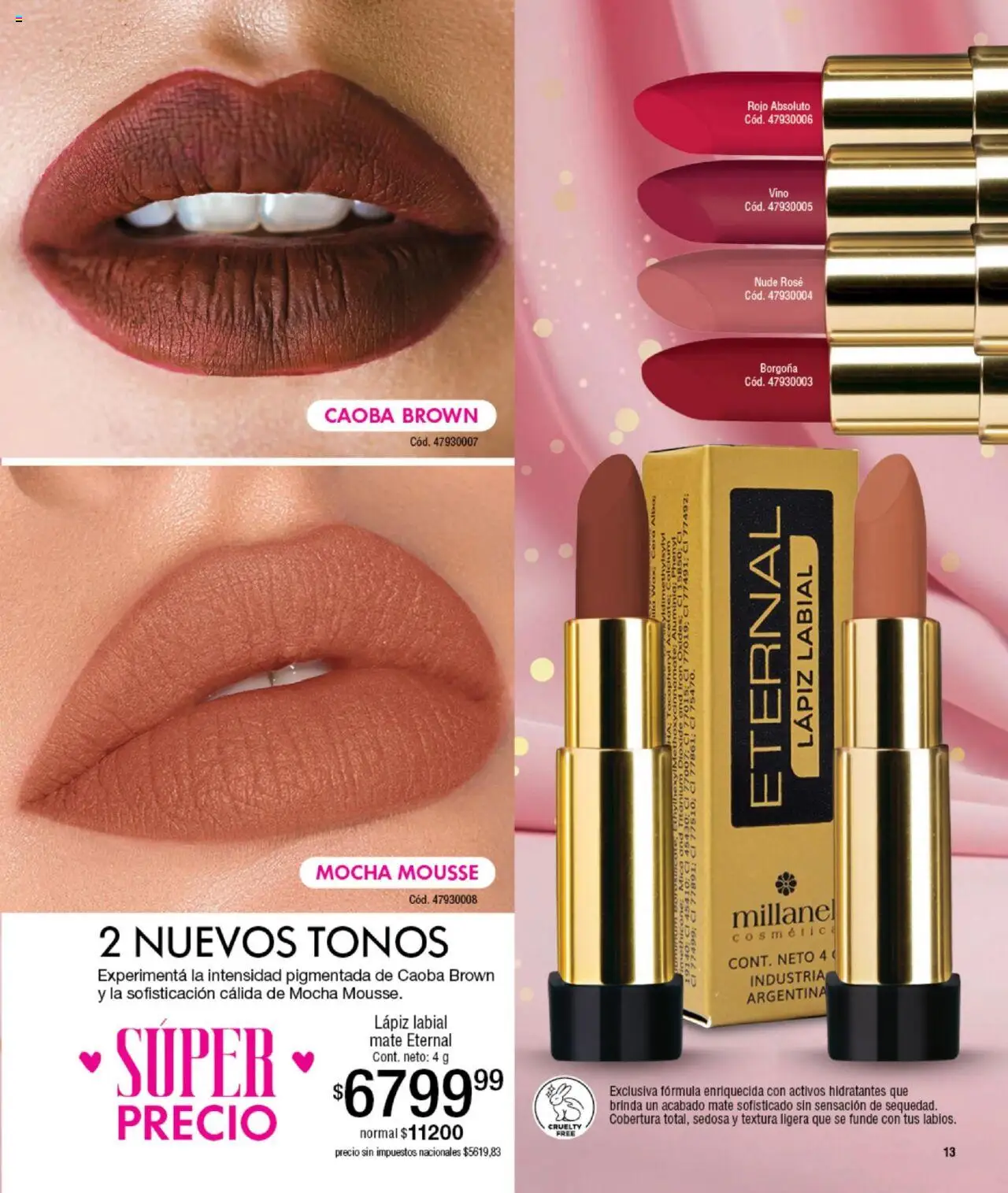 Millanel catálogo │ válido desde el 15.09.2025 | Página: 13 | Productos: Mate, Lápiz labial, Mousse, Vino