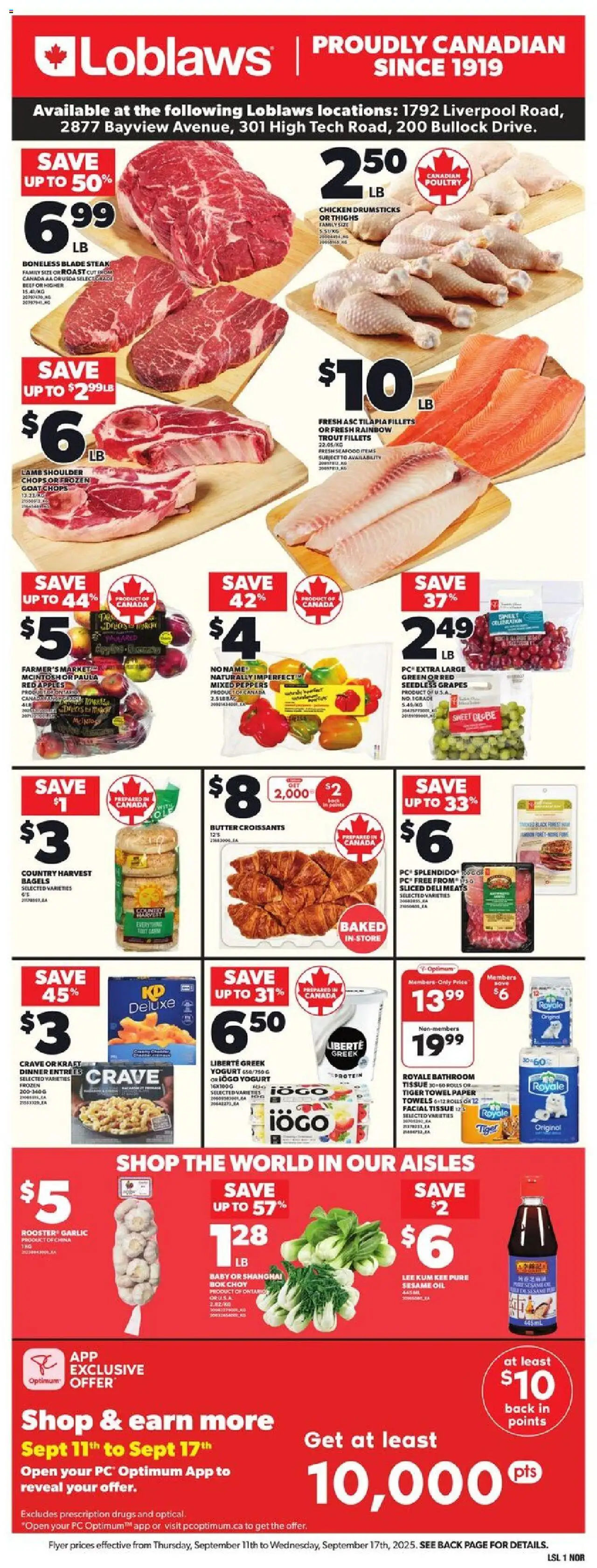 Loblaws flyer valid from 11.09.2025 | Page: 3 | Products: Beef, PC, Oil, Apples