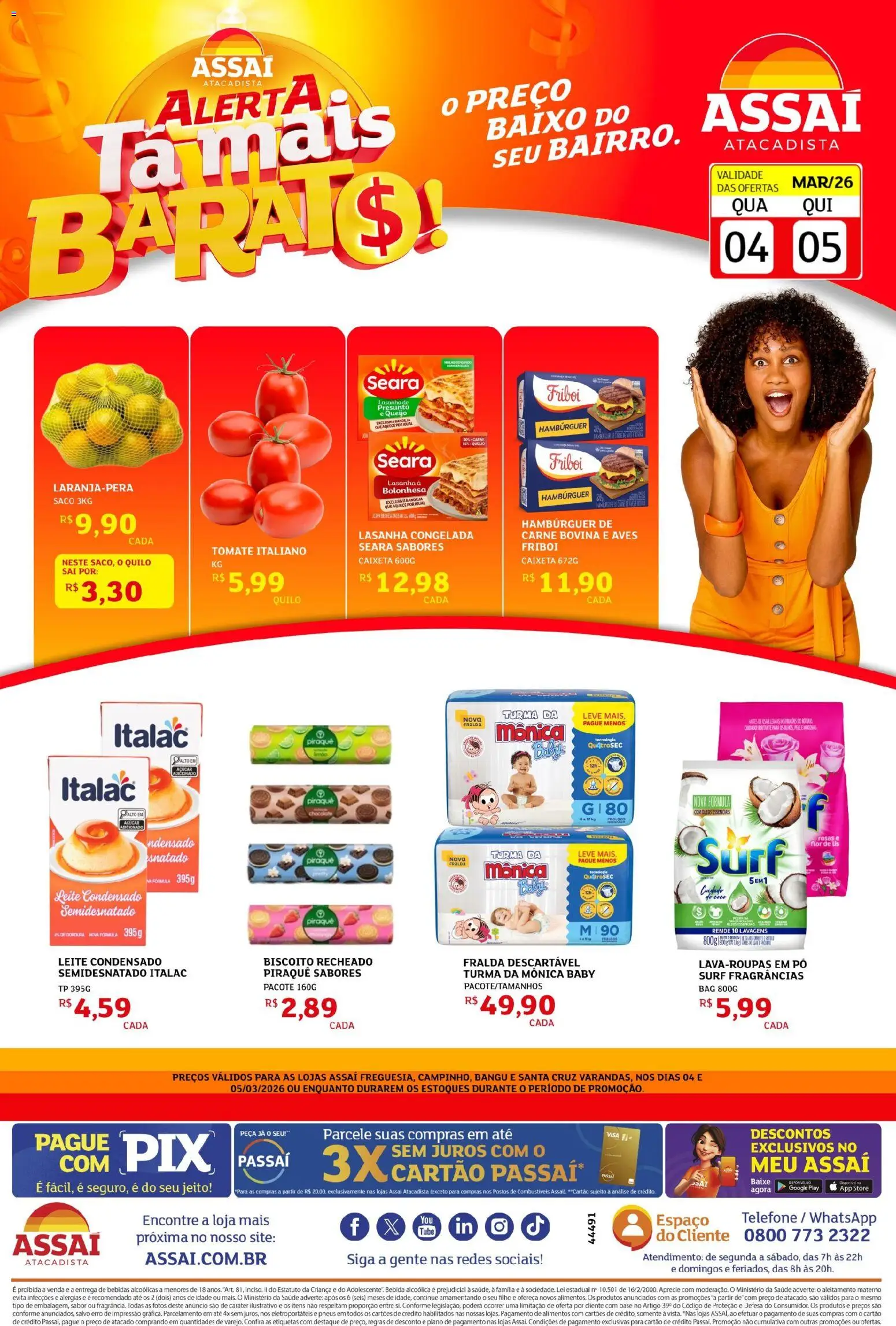 Assaí Atacadista Folheto - válido de 04.03.2026 | Página: 1 | Produtos: Pó, Queijo, Carne, Bebida