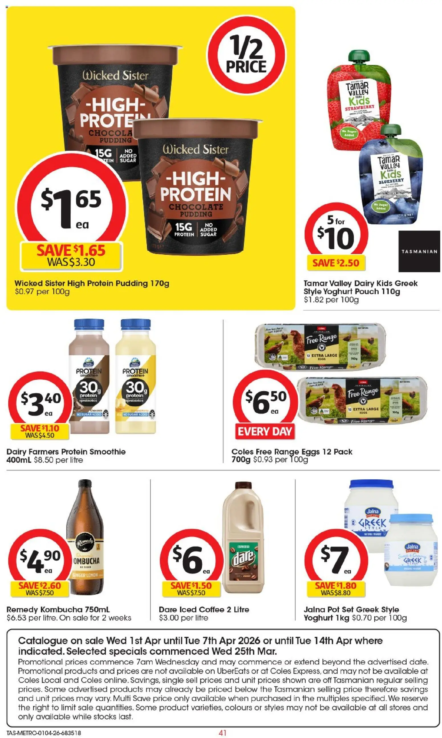 Coles catalogue - valid from 01.04.2026 | Page: 41 | Products: Dairy, Coffee, Pudding, Lemon