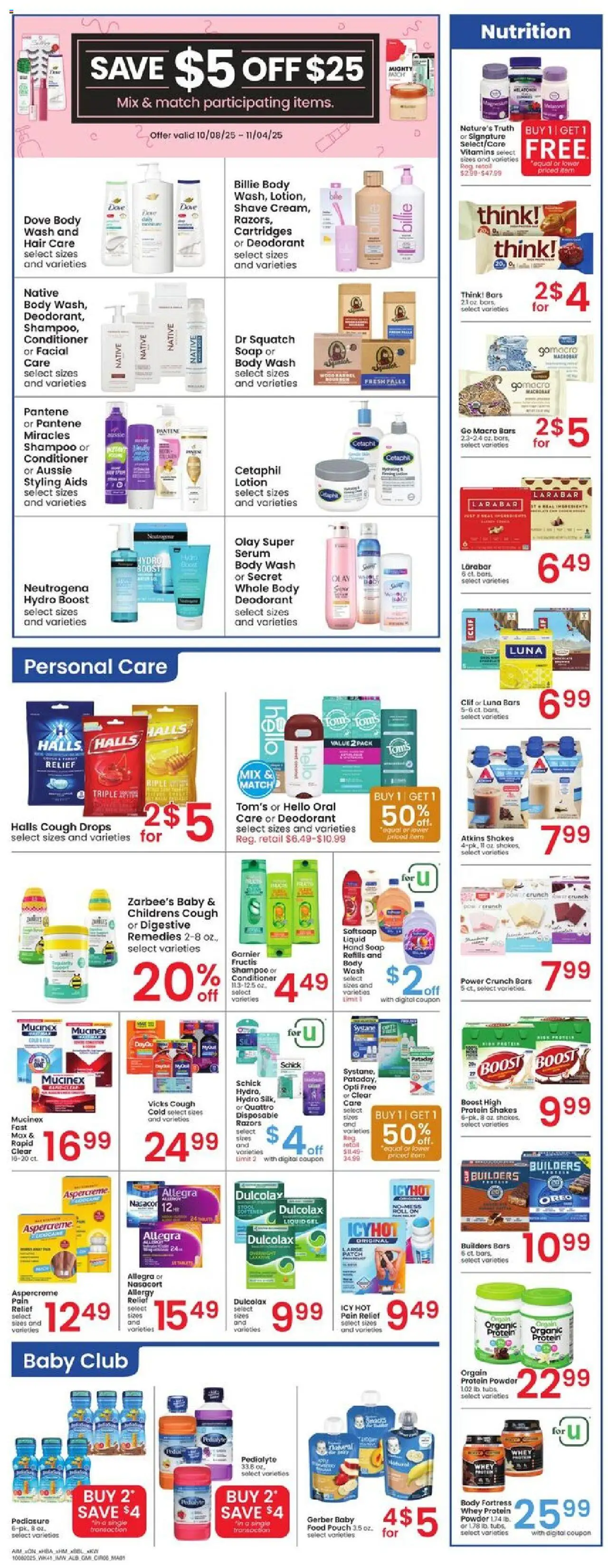 Albertsons Weekly Ad - valid from 08.10.2025 | Page: 6 | Products: Protein Powder, Powder, Shampoo, Conditioner