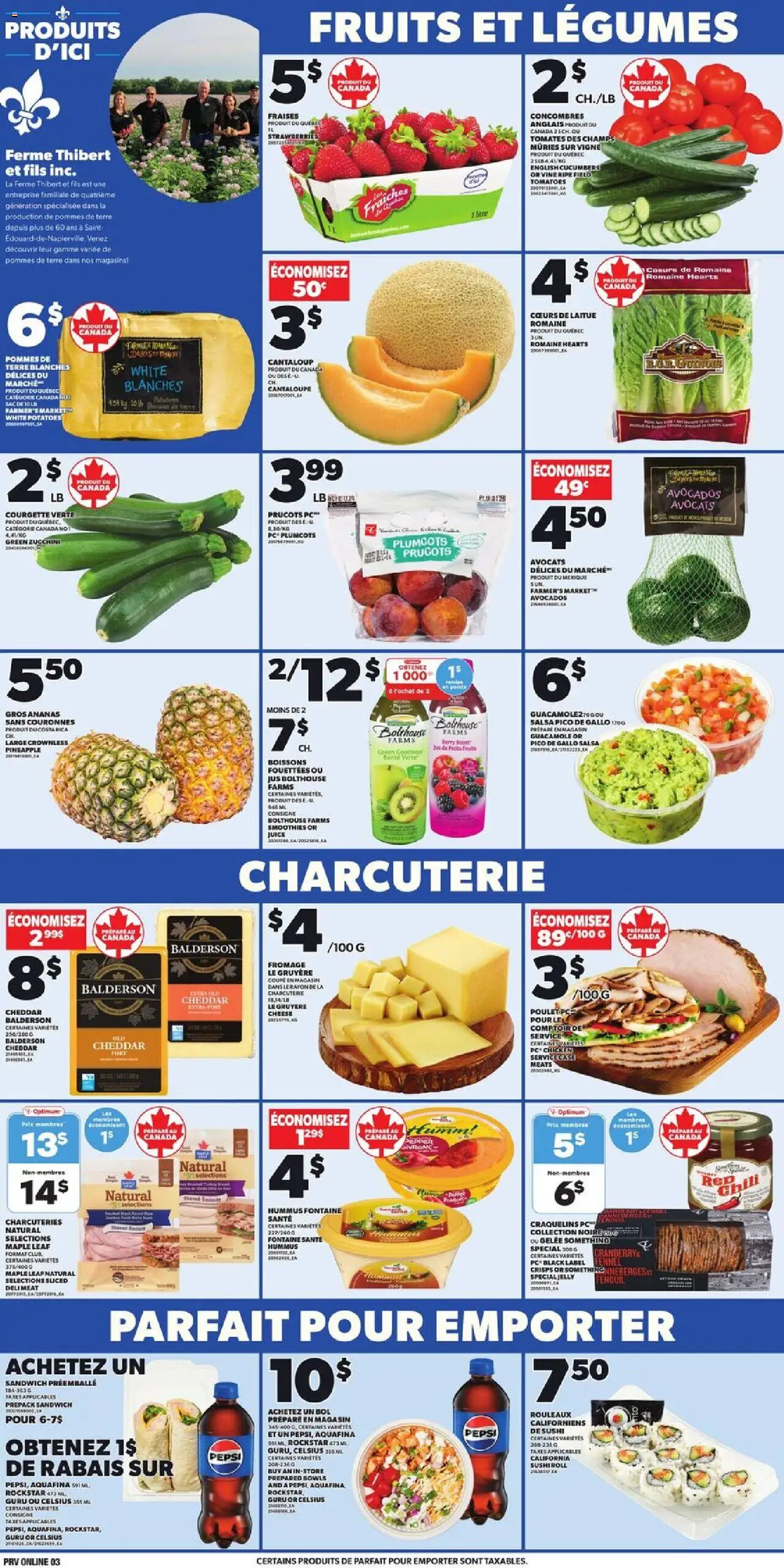 Provigo flyer valid from 11.09.2025 | Page: 3 | Products: Potatoes, Juice, Chicken, Tomatoes