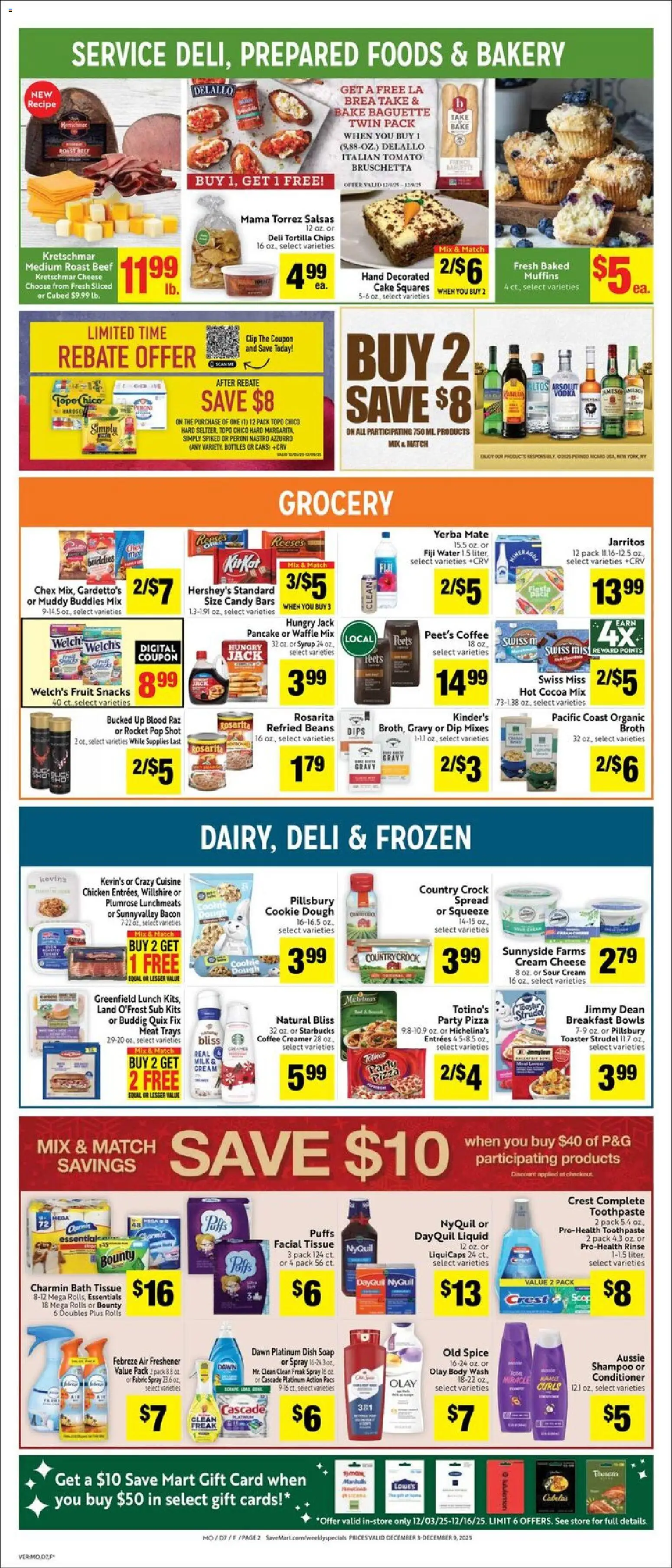 Save Mart Weekly - CA - valid from 03.12.2025 | Page: 2 | Products: Conditioner, Pizza, Sour cream, Vodka